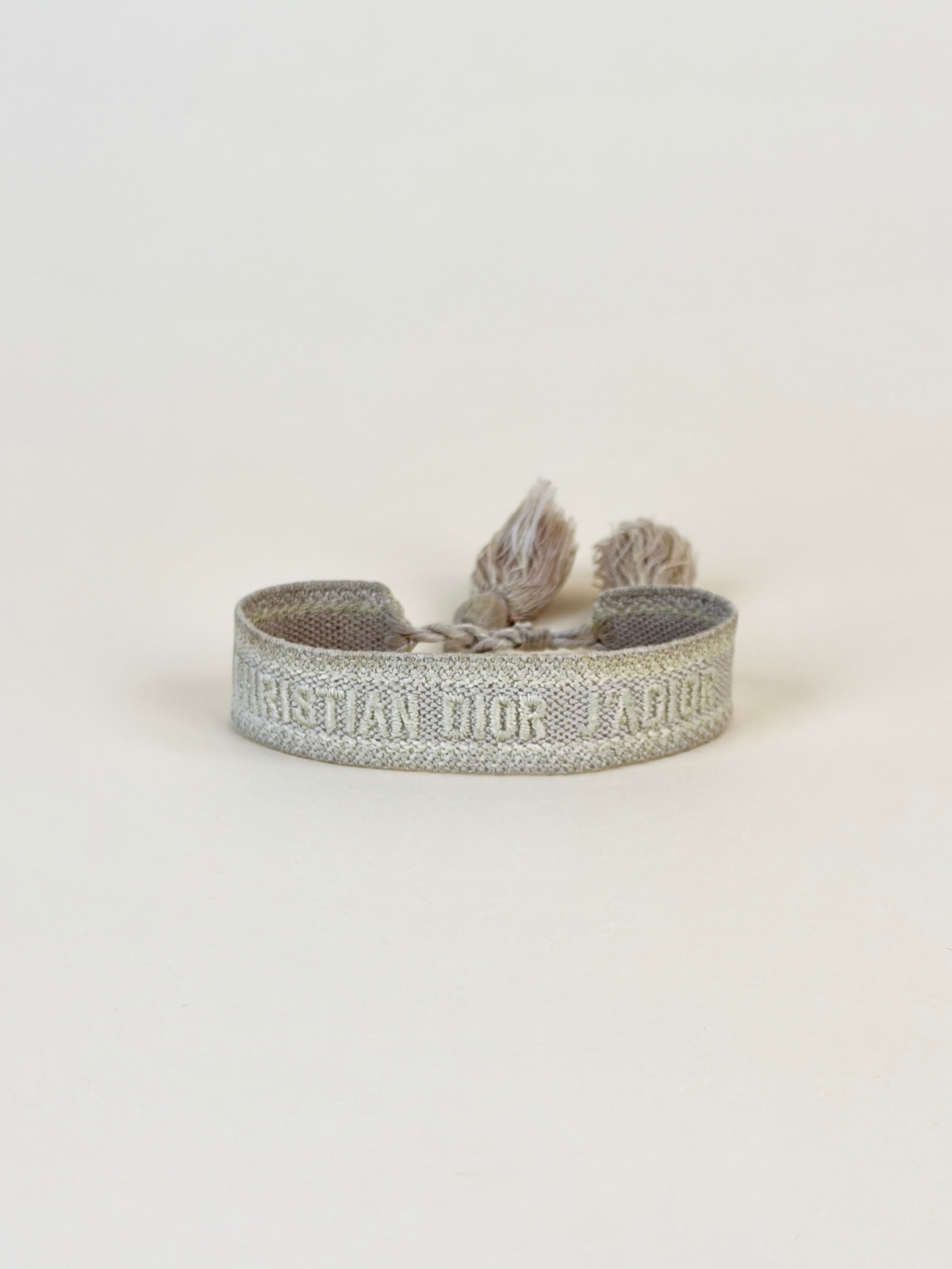 Dior beige cotton j adior woven embroidered bracelets set