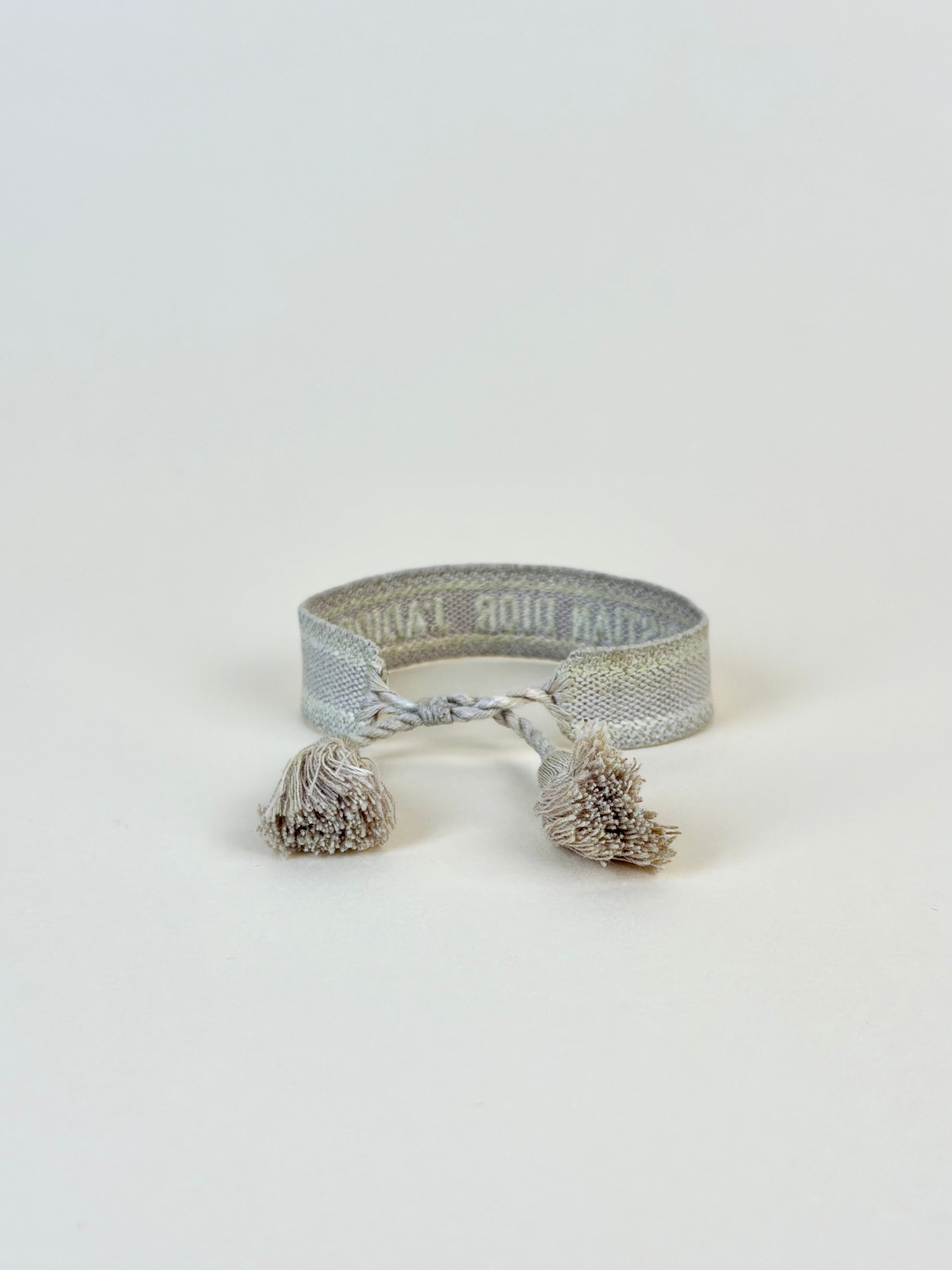 Dior beige cotton j adior woven embroidered bracelets set