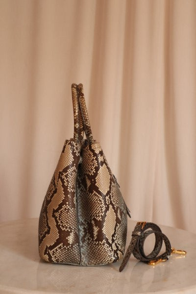 Prada Bicolor Python Cuir Medium Double Tote Bag-handbag-Prada-The Closet Egypt