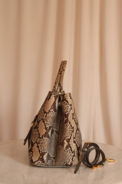 Prada Bicolor Python Cuir Medium Double Tote Bag-handbag-Prada-The Closet Egypt
