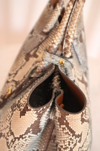 Prada Bicolor Python Cuir Medium Double Tote Bag-handbag-Prada-The Closet Egypt