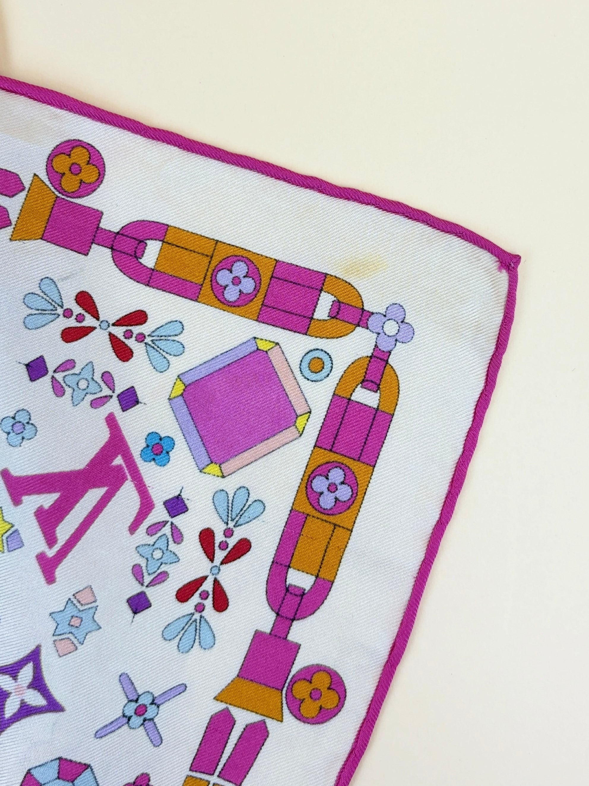 louis Vuitton lv x tm super flat multicolor silk square scarf