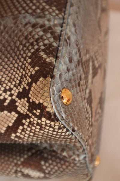 Prada Bicolor Python Cuir Medium Double Tote Bag-handbag-Prada-The Closet Egypt