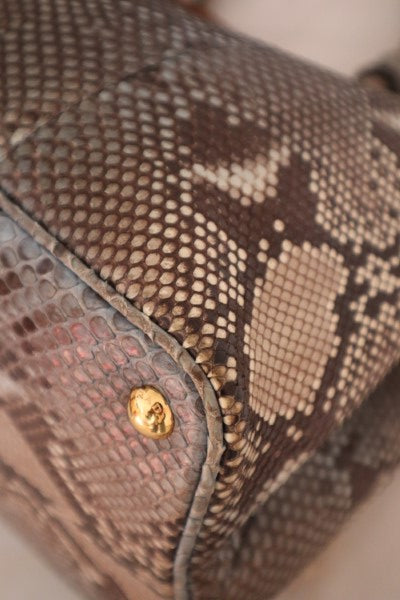 Prada Bicolor Python Cuir Medium Double Tote Bag-handbag-Prada-The Closet Egypt