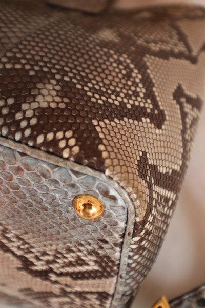 Prada Bicolor Python Cuir Medium Double Tote Bag-handbag-Prada-The Closet Egypt