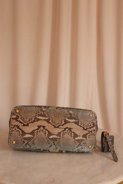 Prada Bicolor Python Cuir Medium Double Tote Bag-handbag-Prada-The Closet Egypt
