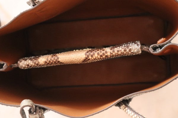 Prada Bicolor Python Cuir Medium Double Tote Bag-handbag-Prada-The Closet Egypt