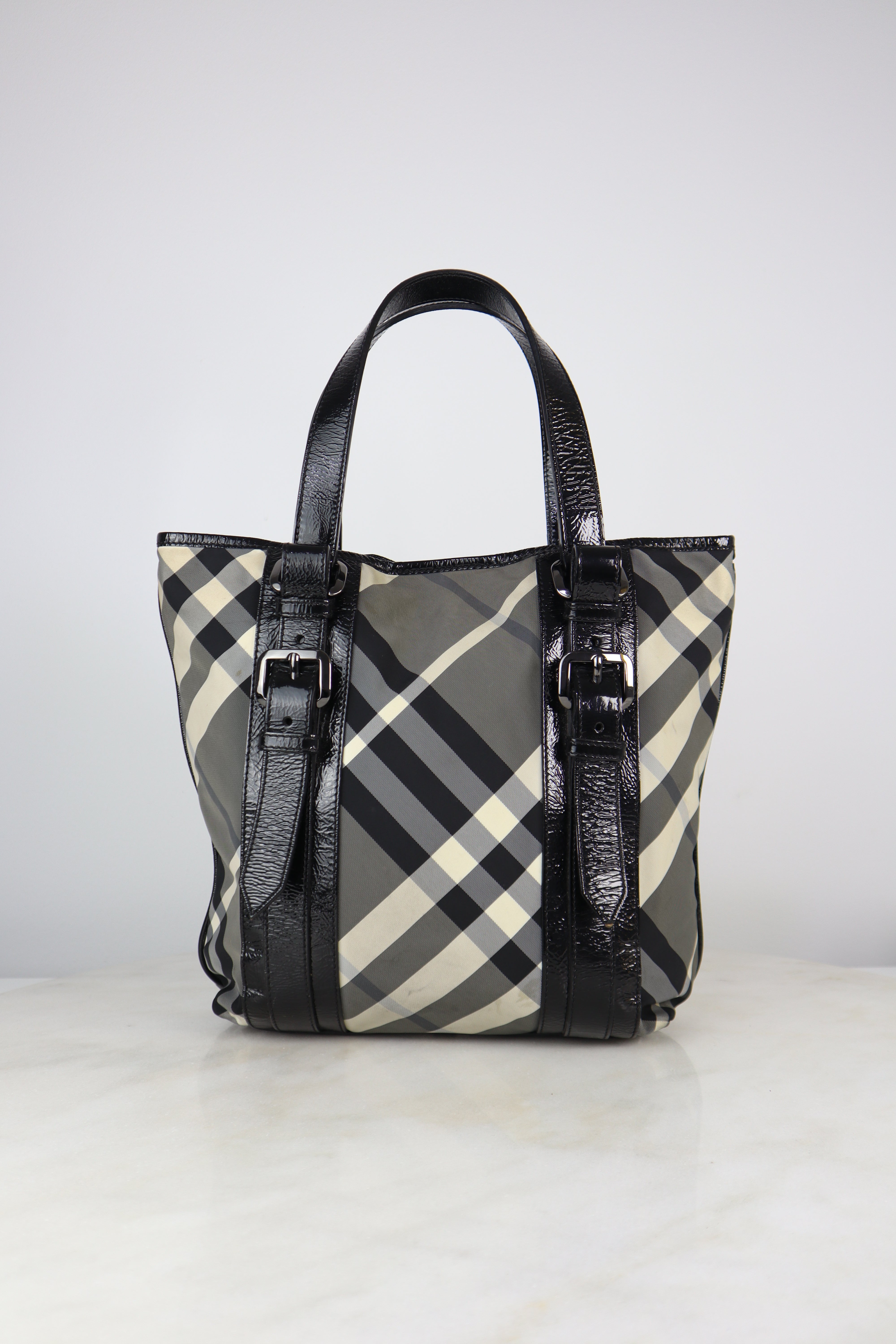 Burberry Nylon Victoria Beat Check Tote Bag