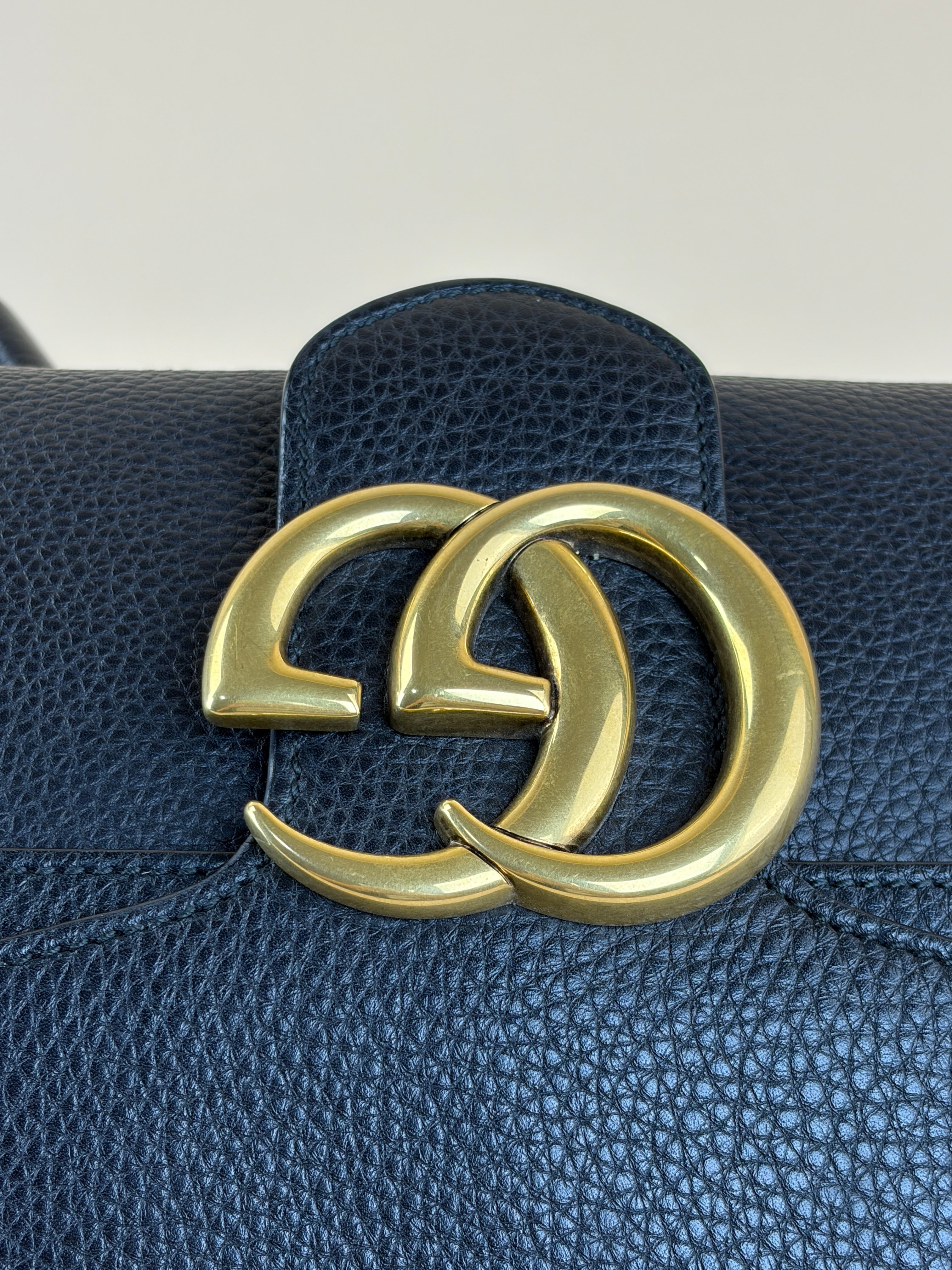 Gucci Black Pebbled Marmont Shoulder Bag