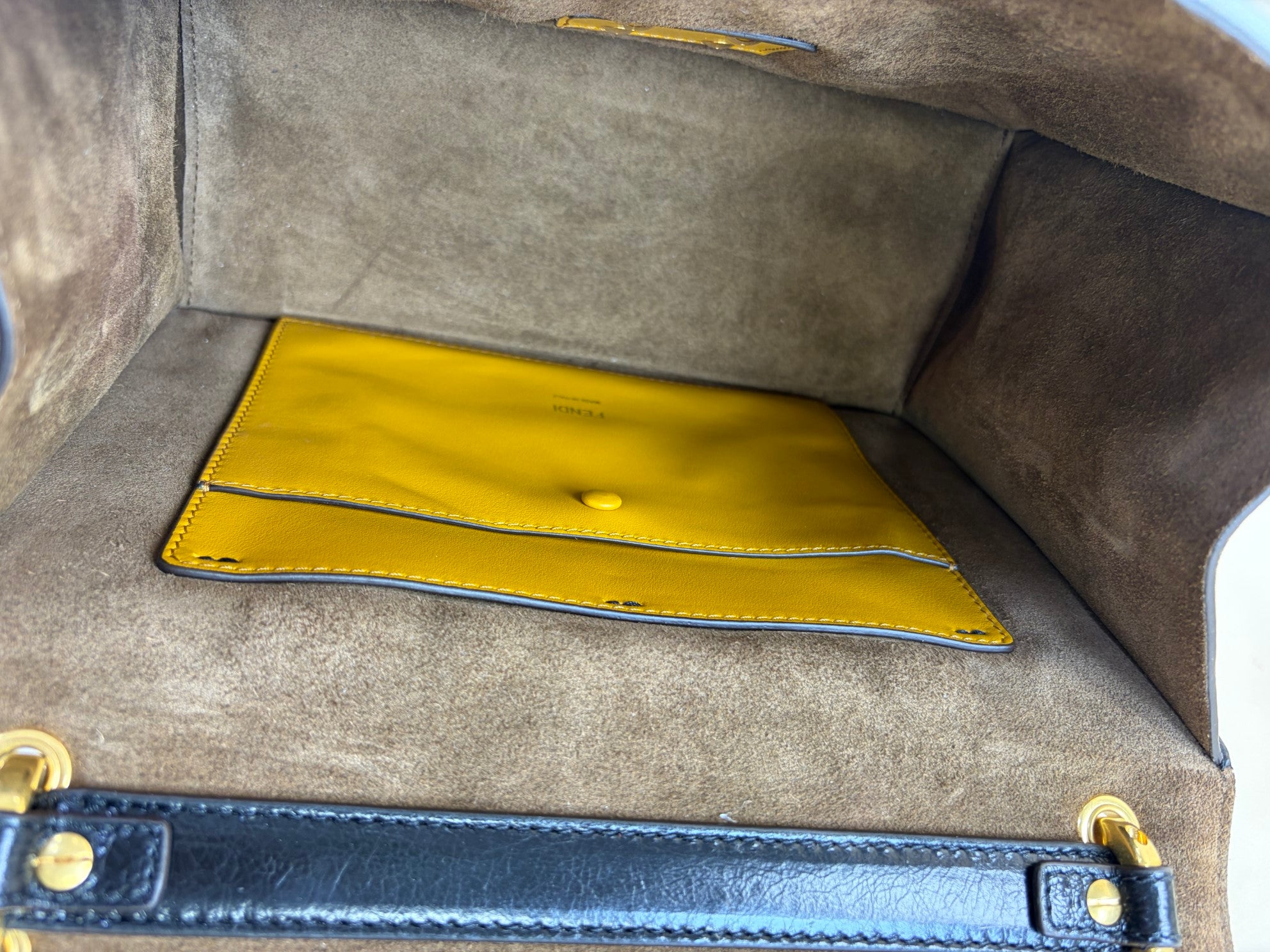 Fendi quilted leather multi color leather suede kan u