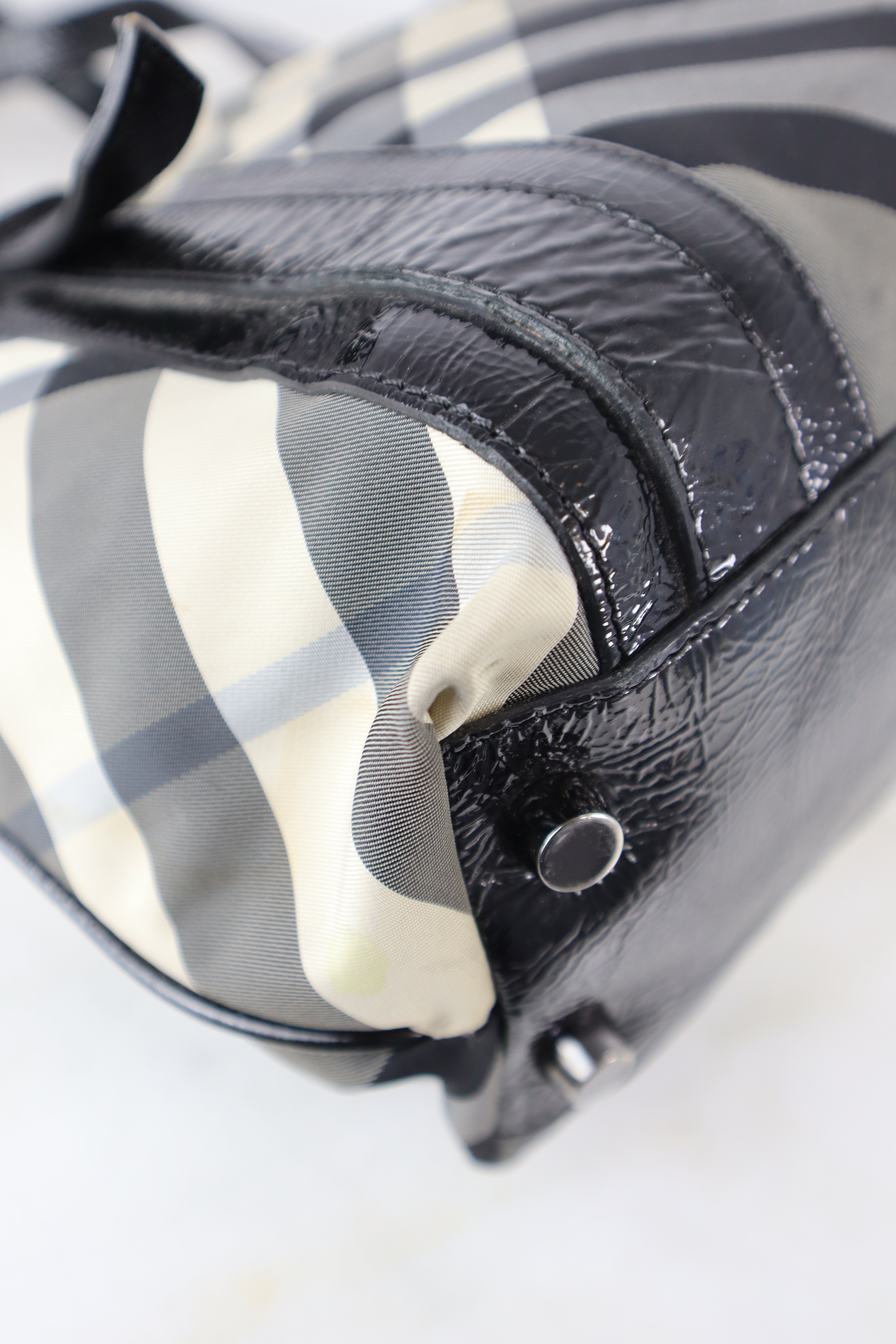 Burberry Nylon Victoria Beat Check Tote Bag