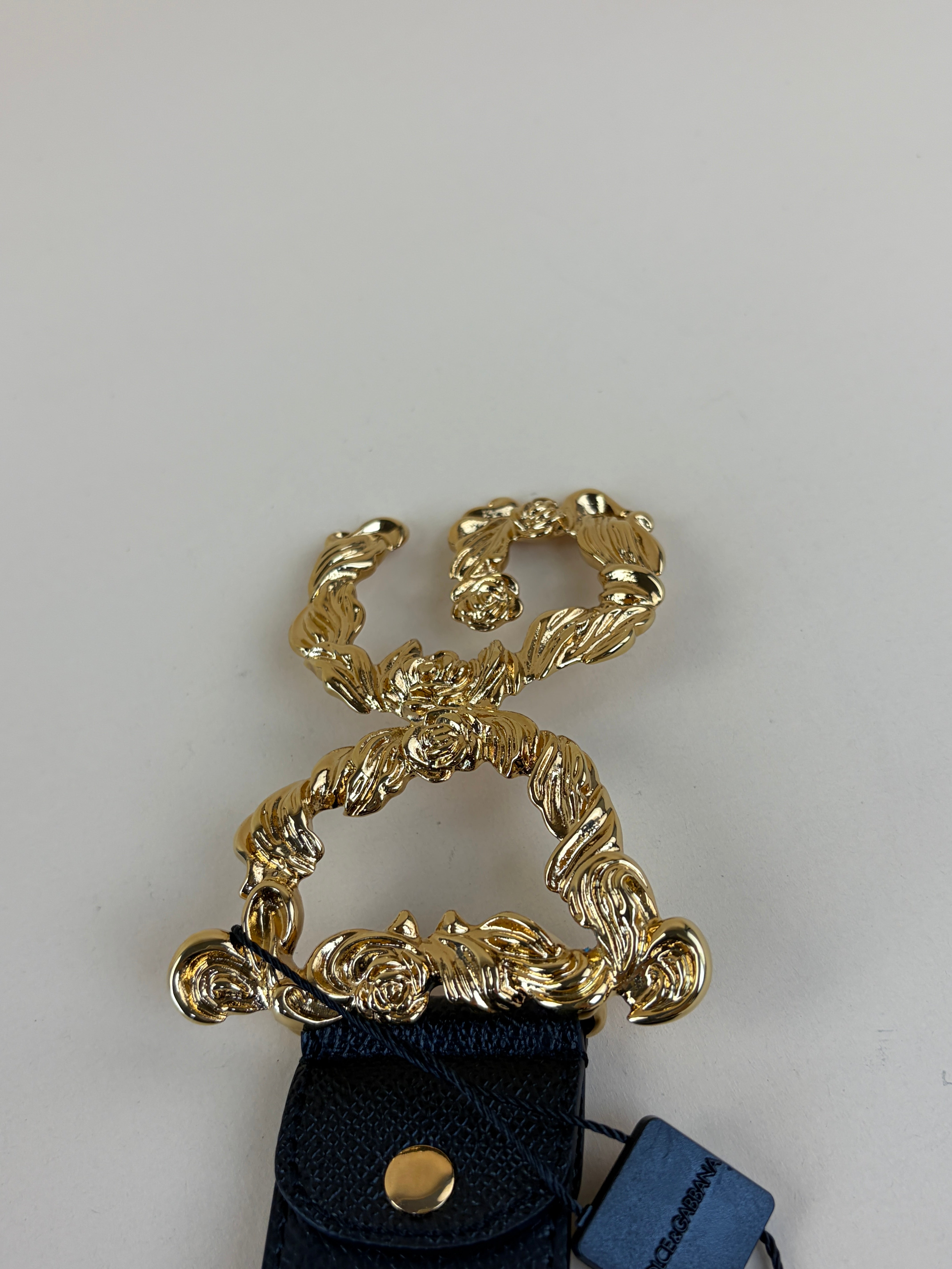 Dolce & Gabbana Black Baroque DG Logo Belt