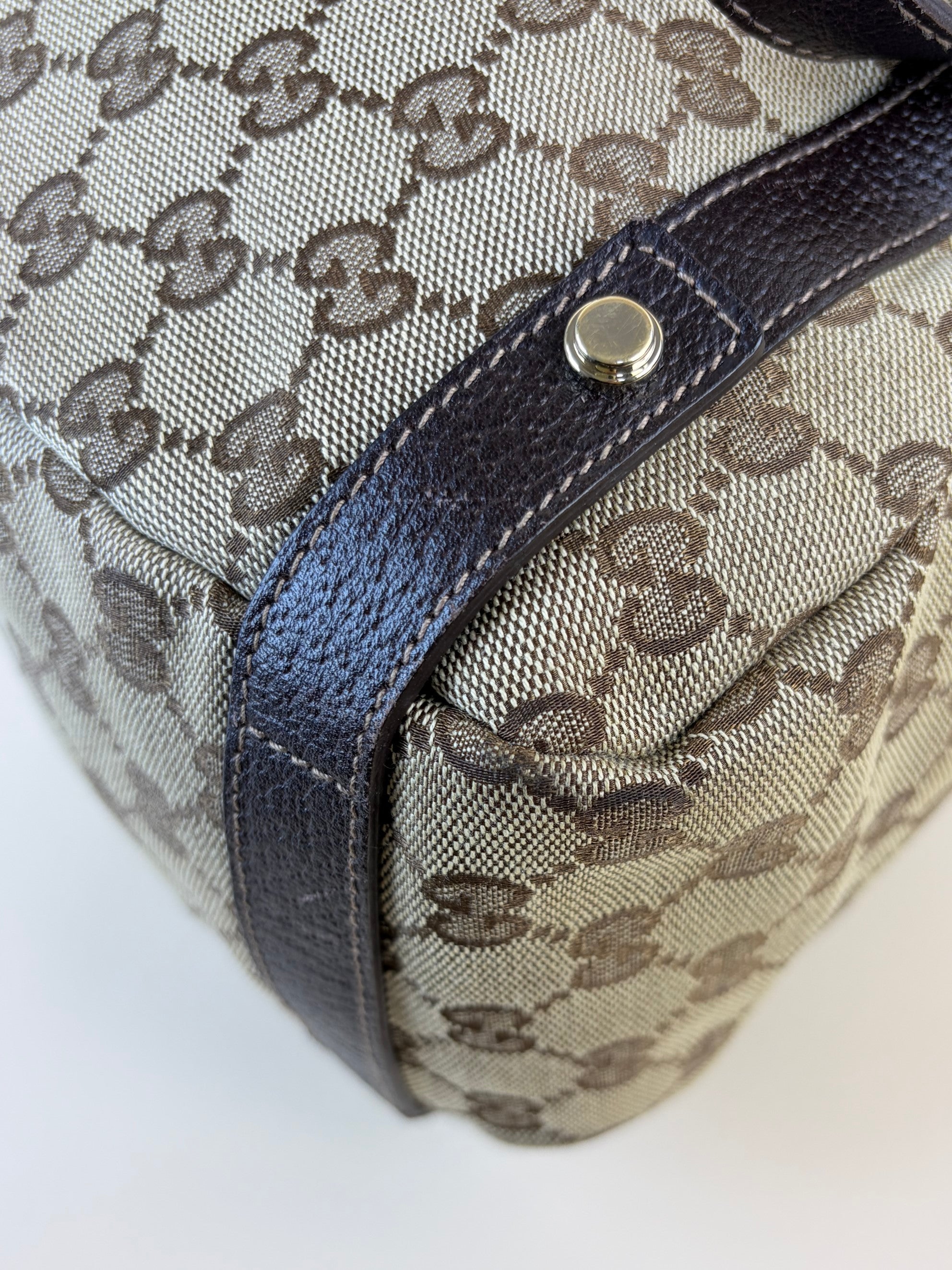 Gucci brown gg beige canvas monogram abbey medium tote bag
