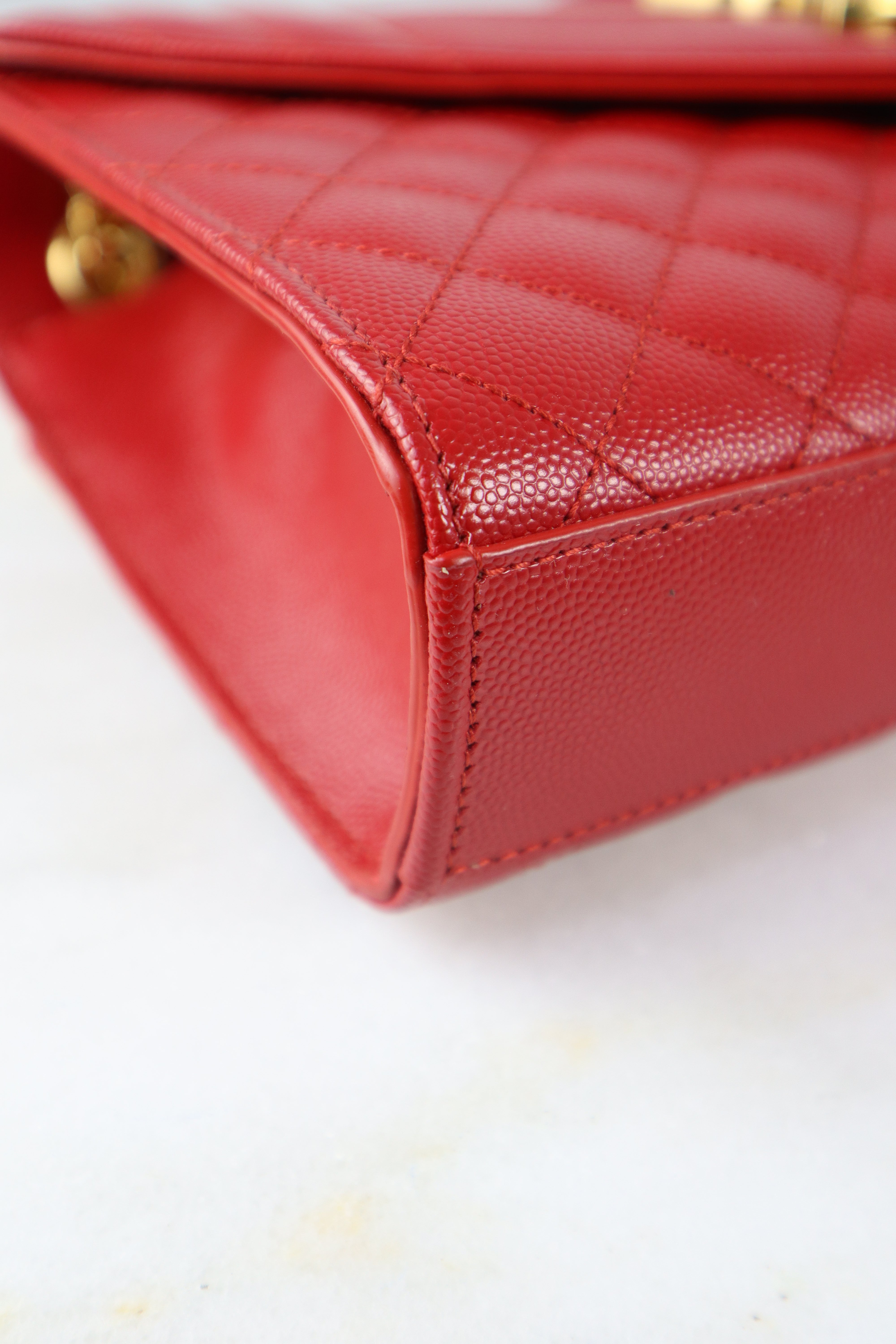 YSL Red Medium Quilted Embossed Envelope Bag