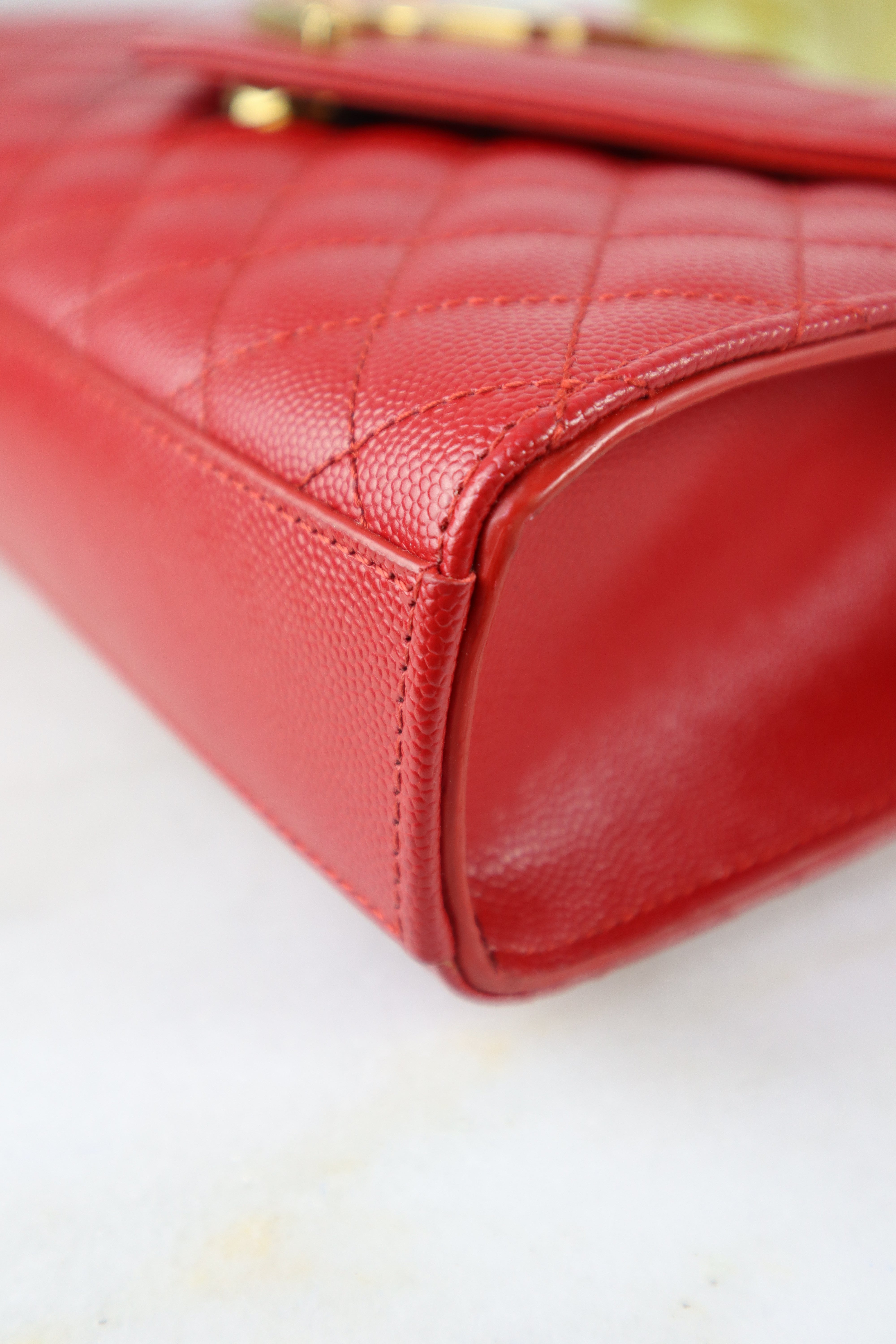 YSL Red Medium Quilted Embossed Envelope Bag