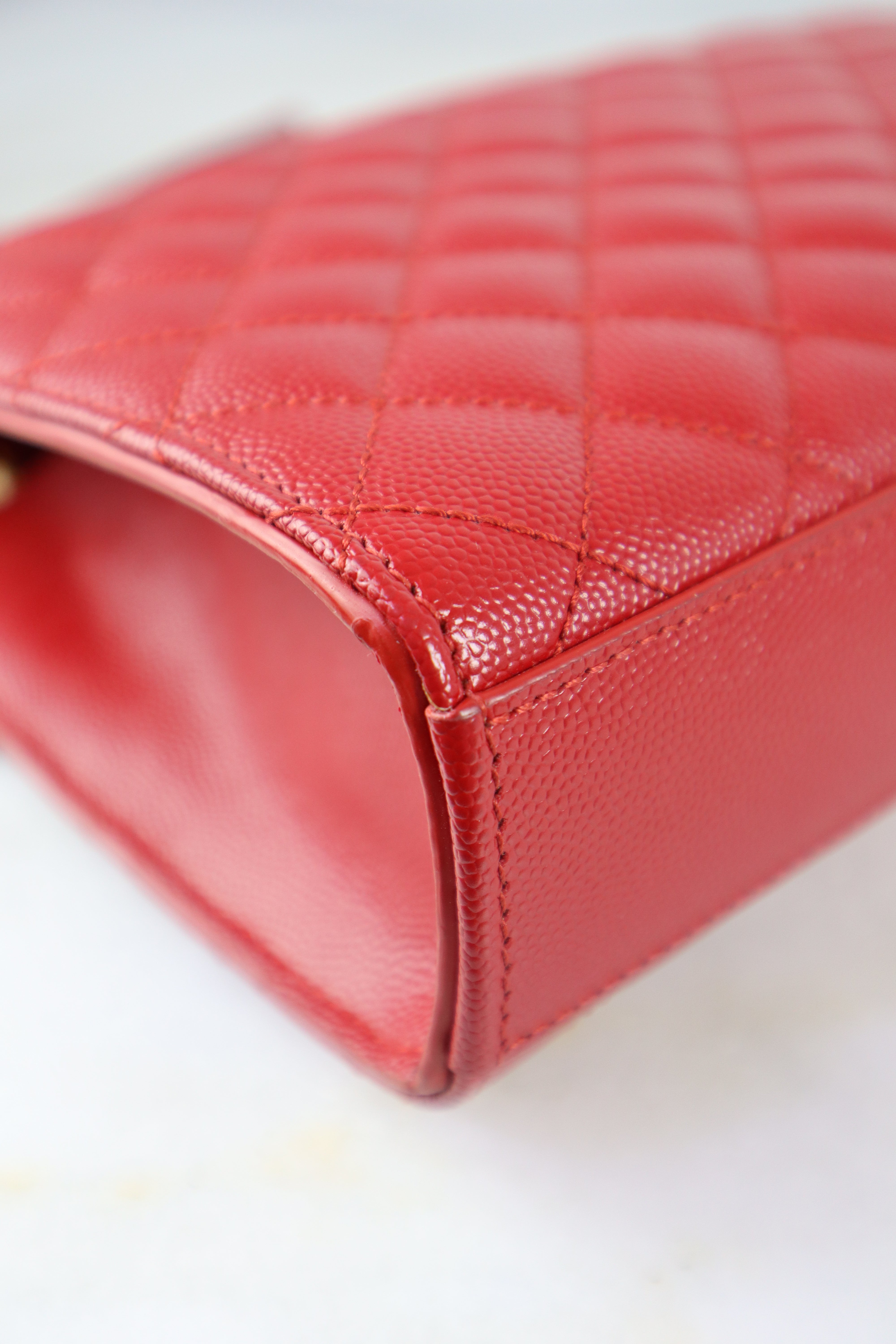 YSL Red Medium Quilted Embossed Envelope Bag