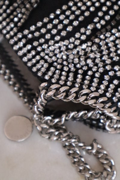 Stella Mccartney Black Crystal Fringed Falabella Mini Bag-handbag-Stella Mccartney-The Closet Egypt