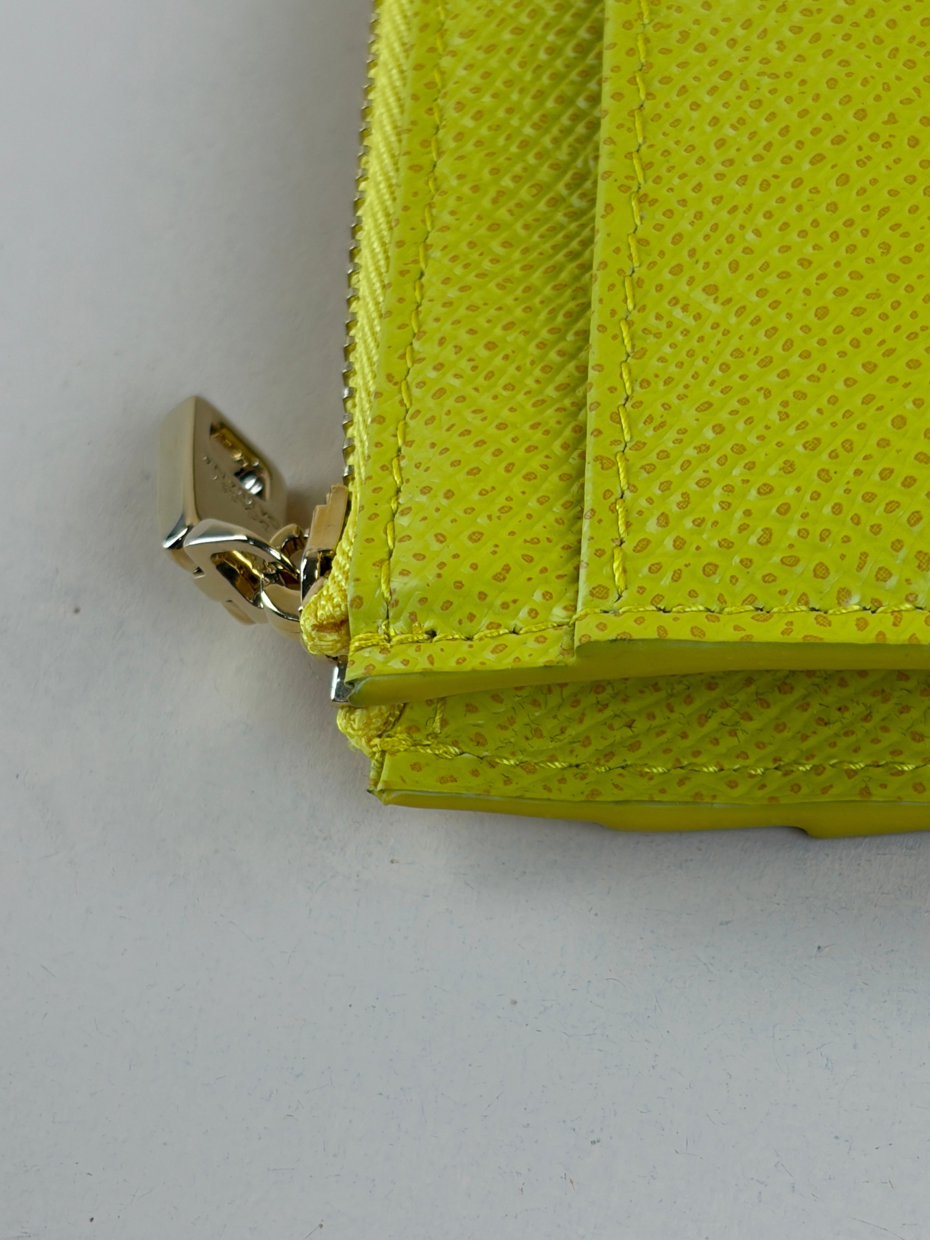 Dolce & Gabbana Yellow Dauphine Zip Card Holder