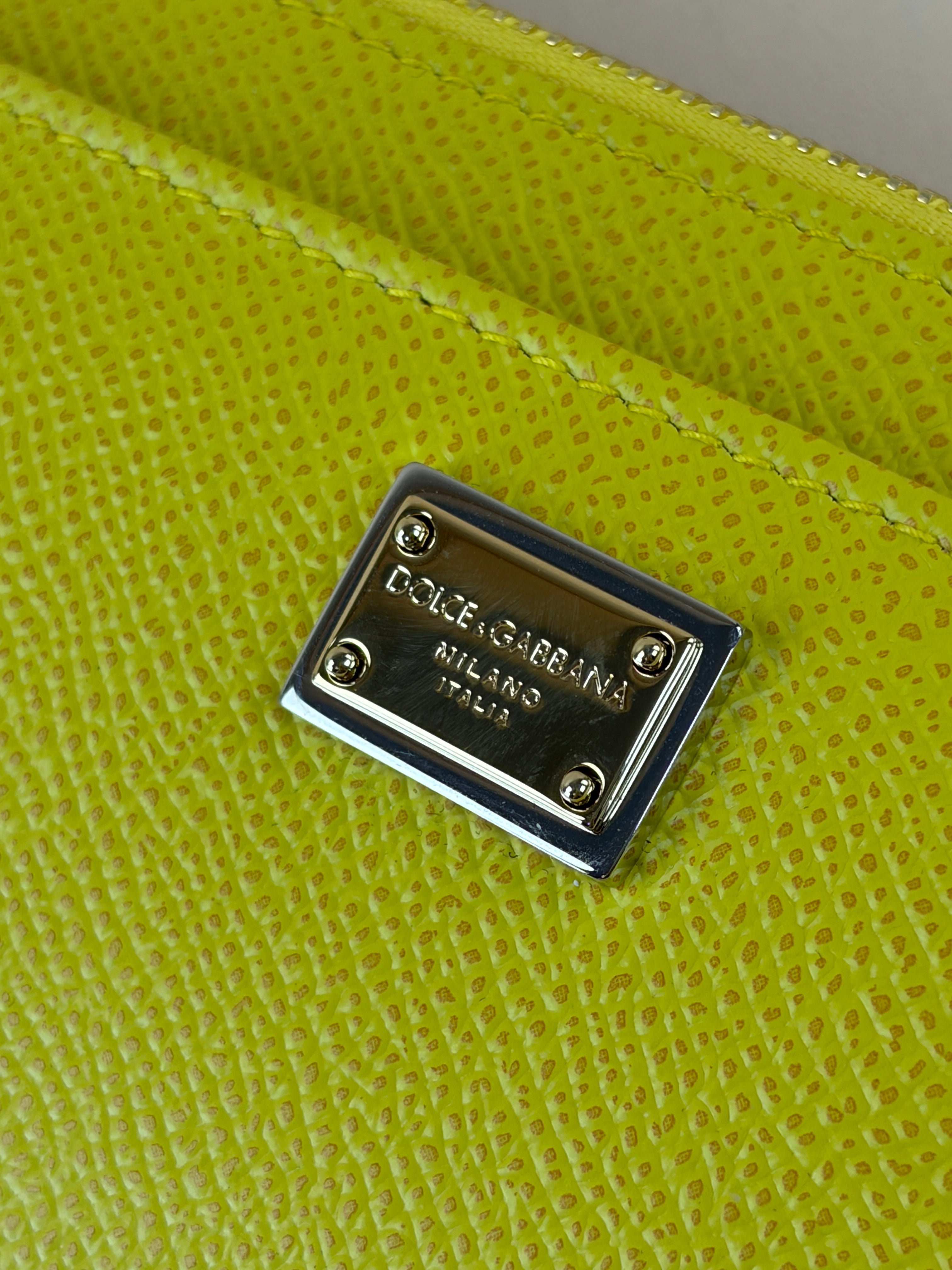 Dolce & Gabbana Yellow Dauphine Zip Card Holder