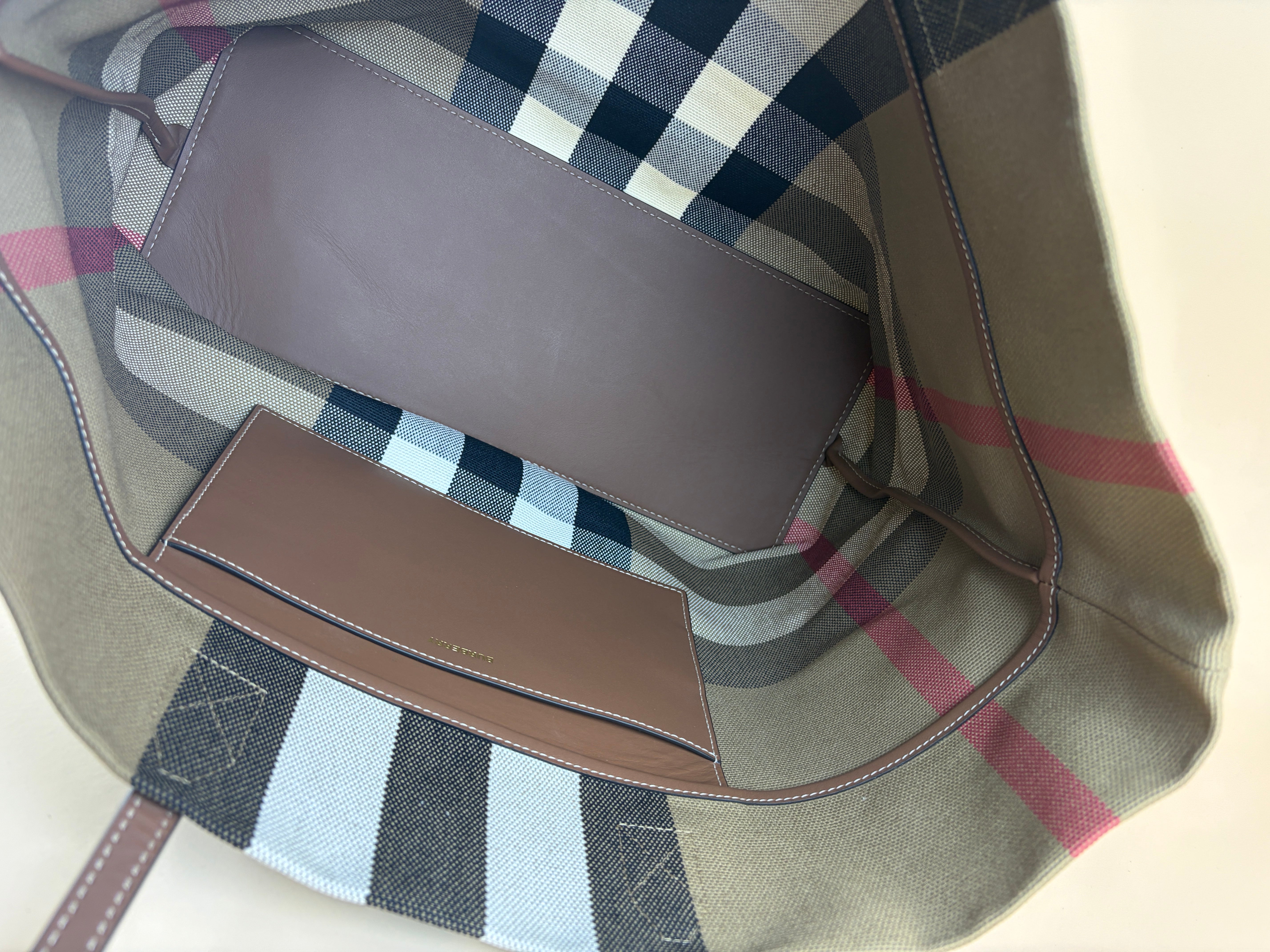 Burberry Brown Giant Check Medium London Tote Bag