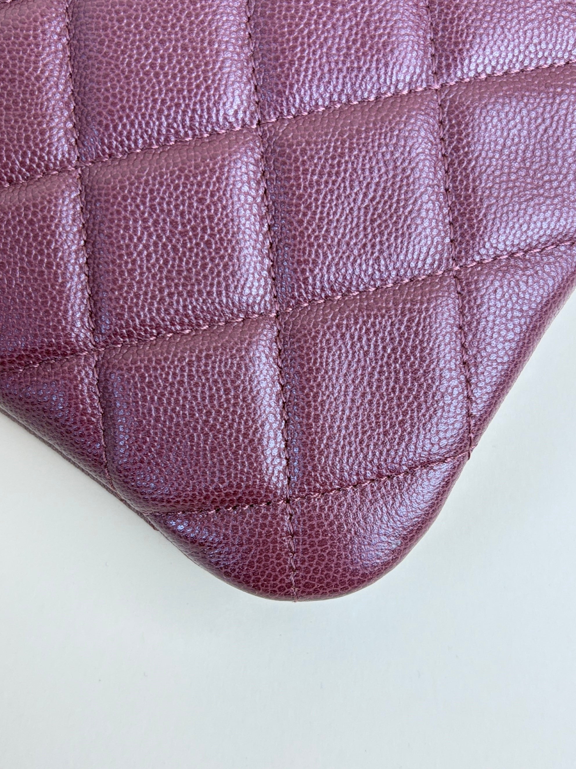 Chanel Burgundy Quilted Medium O-Case Zip Pouch