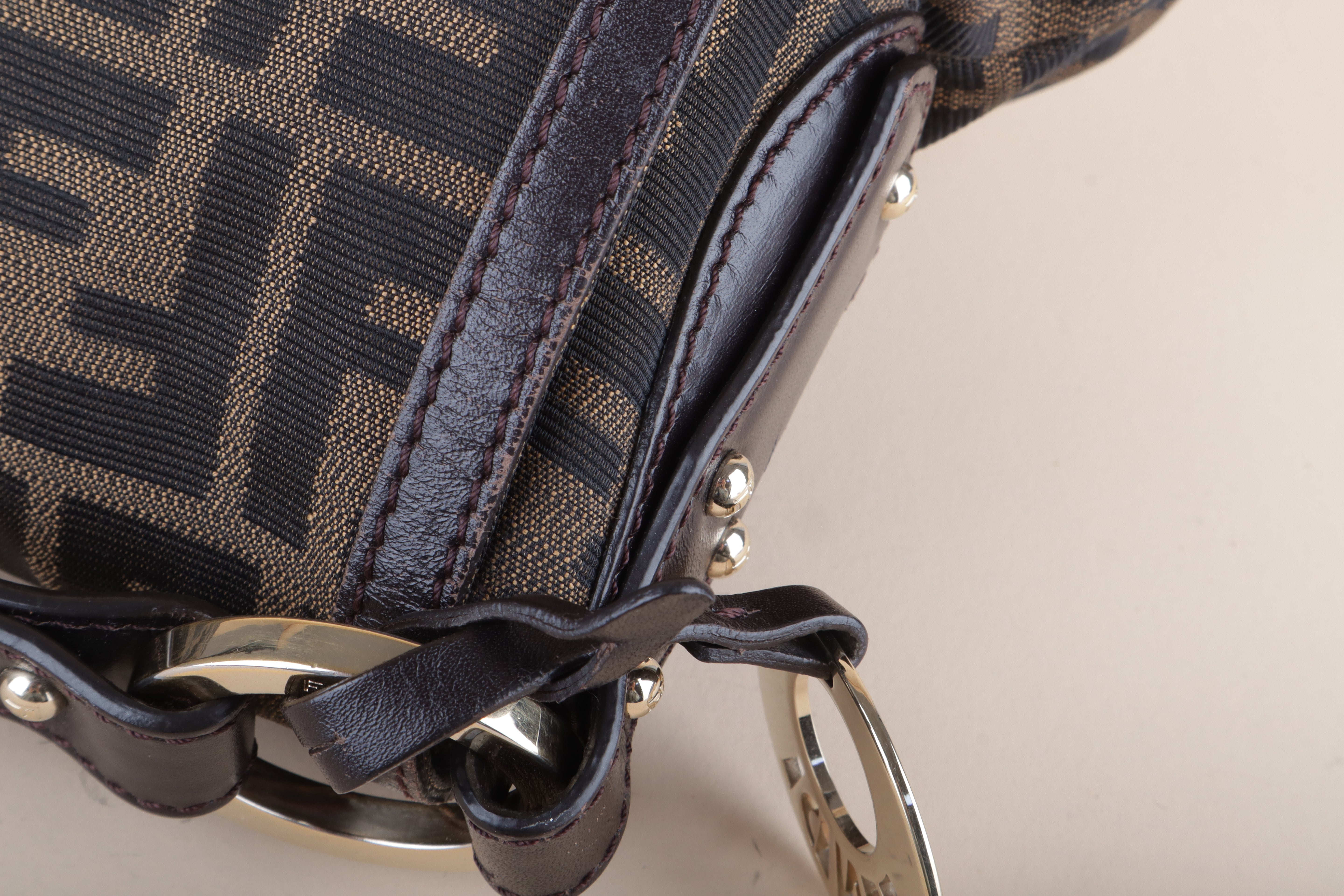 Fendi Bicolor Small Chef Tobacco Zucca Shoulder Bag