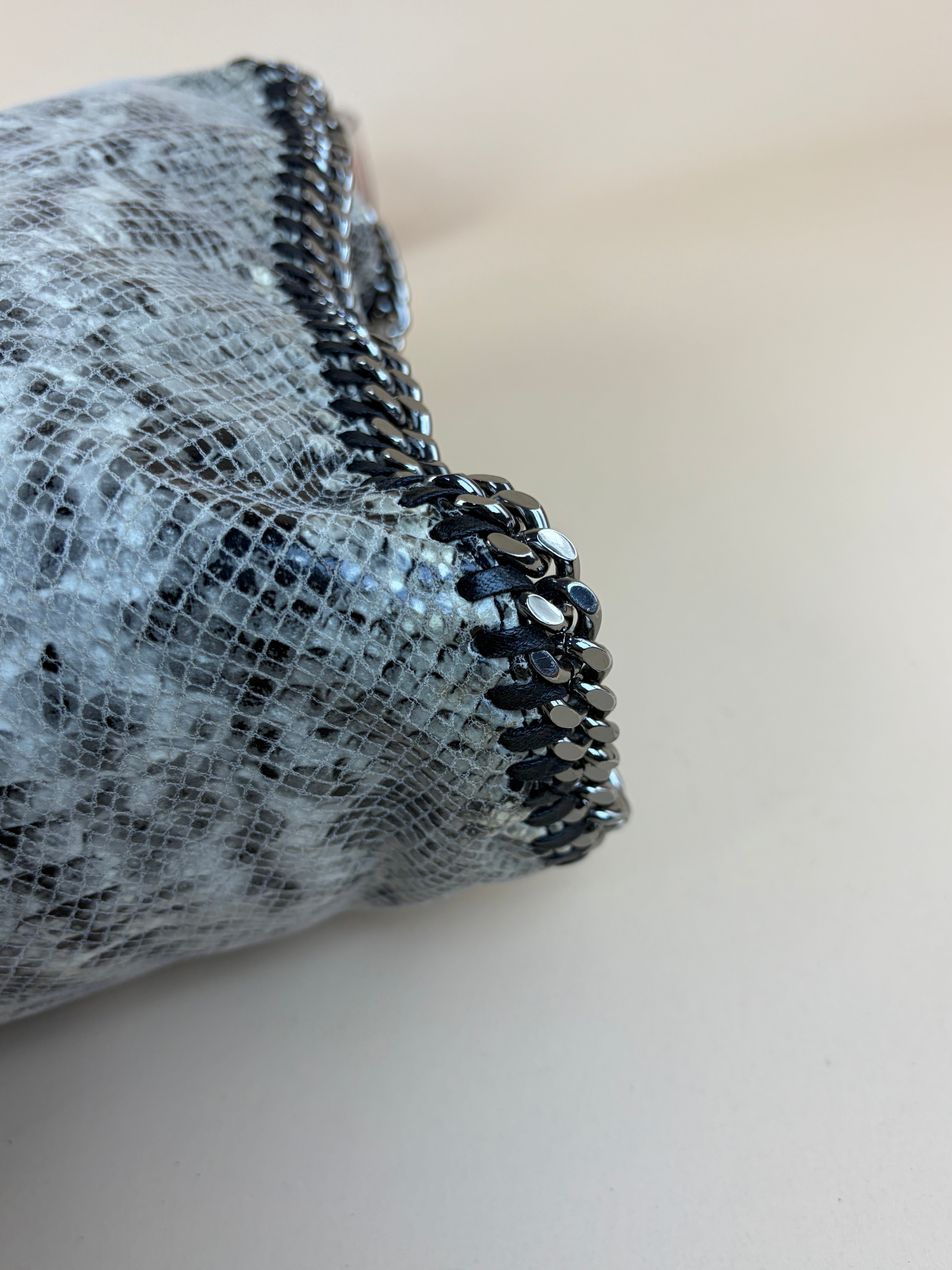 Stella Mccartney Bicolor Python Falabella Fold Over 3 Chains Bag