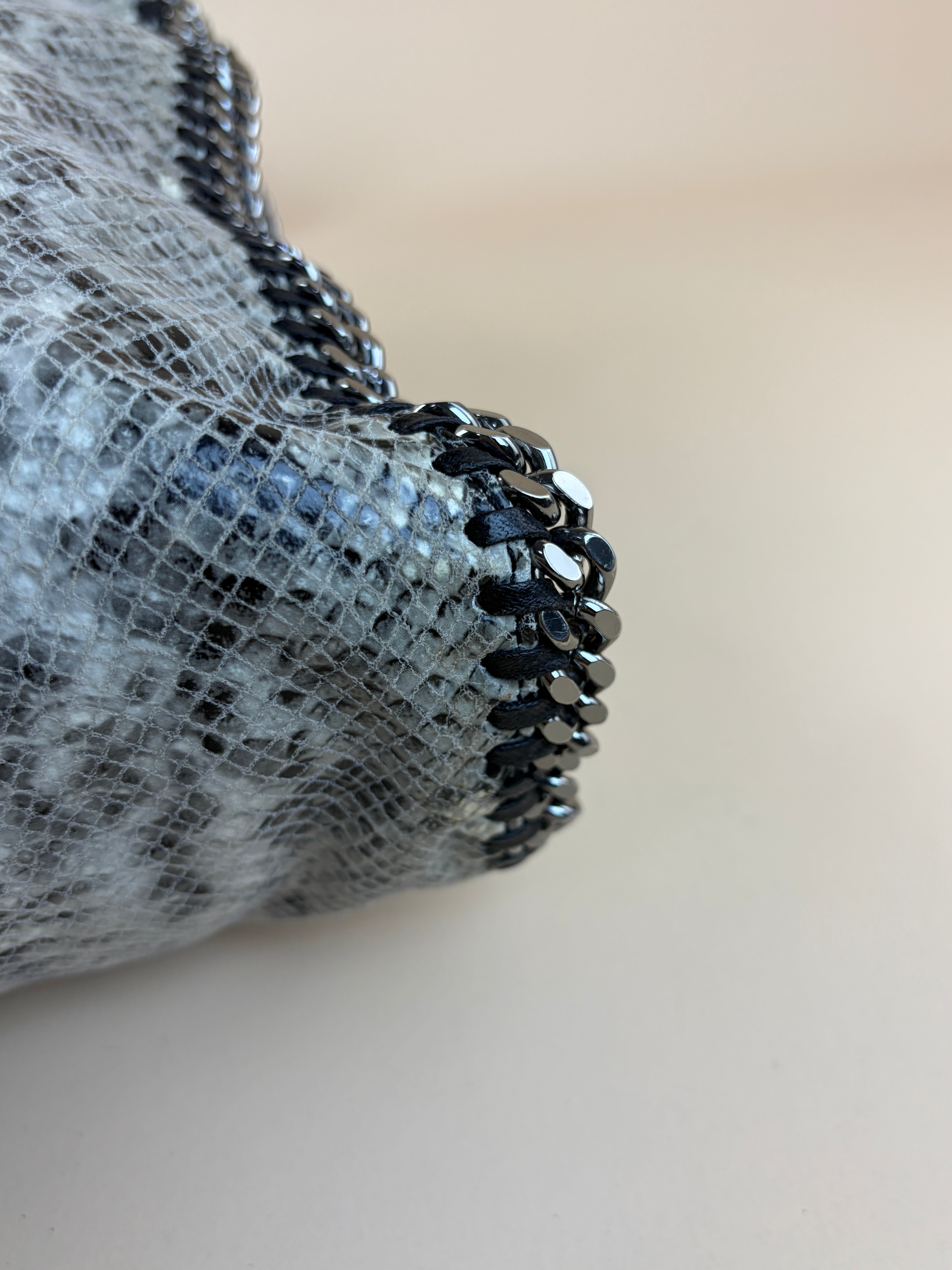 Stella Mccartney Bicolor Python Falabella Fold Over 3 Chains Bag