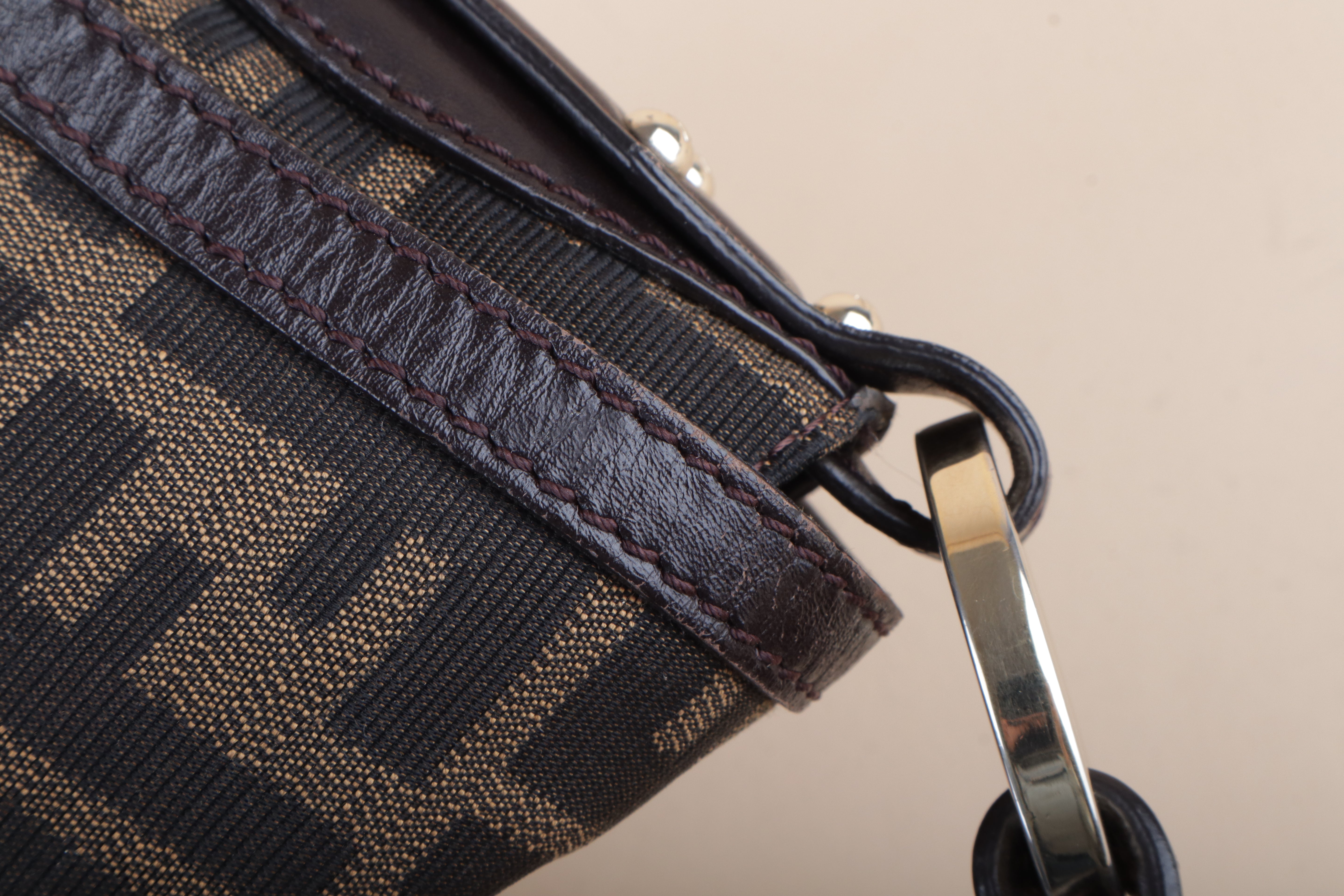 Fendi Bicolor Small Chef Tobacco Zucca Shoulder Bag
