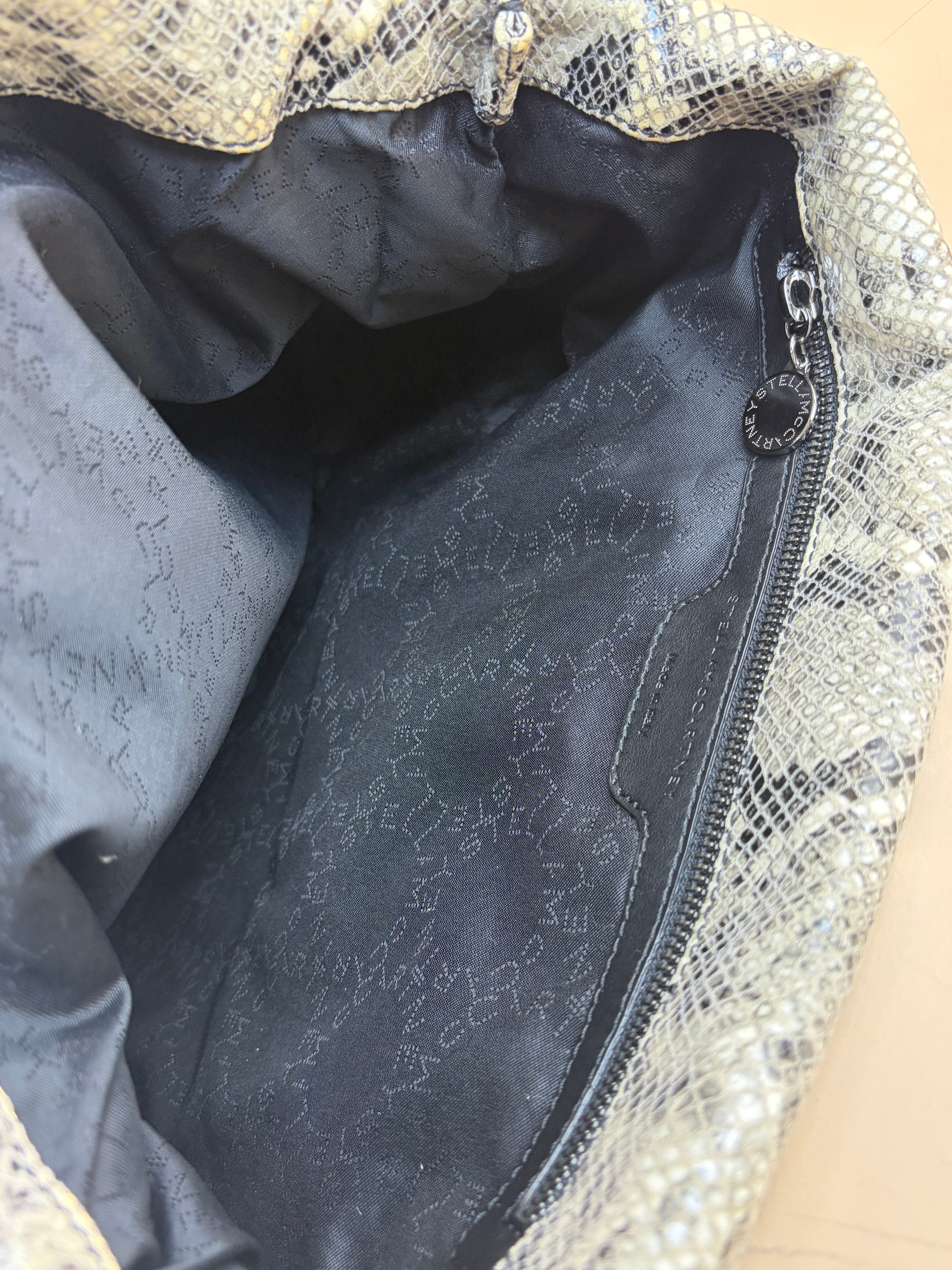 Stella Mccartney Bicolor Python Falabella Fold Over 3 Chains Bag