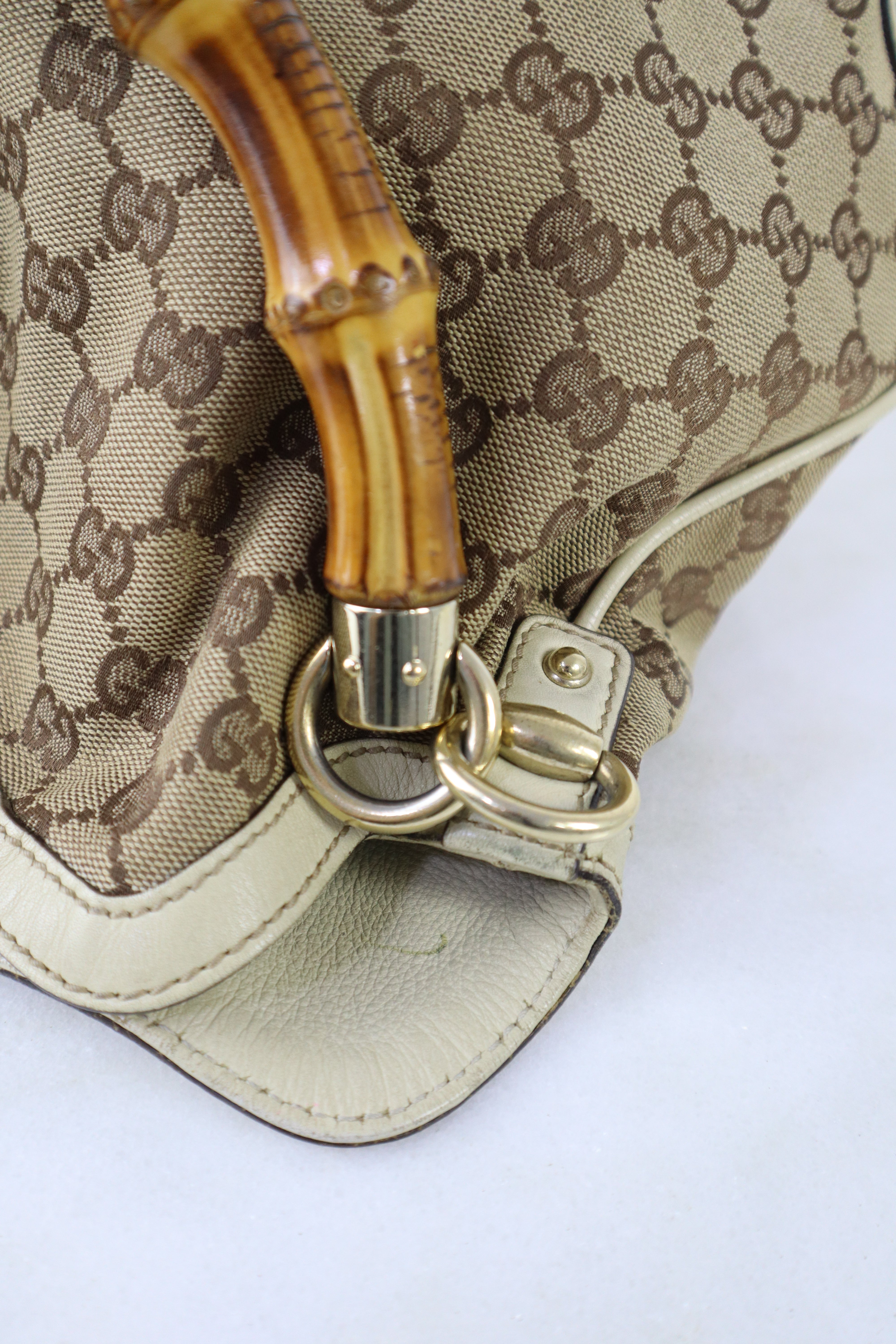 Gucci Bicolor GG Medium Peggy Bamboo Shoulder Bag