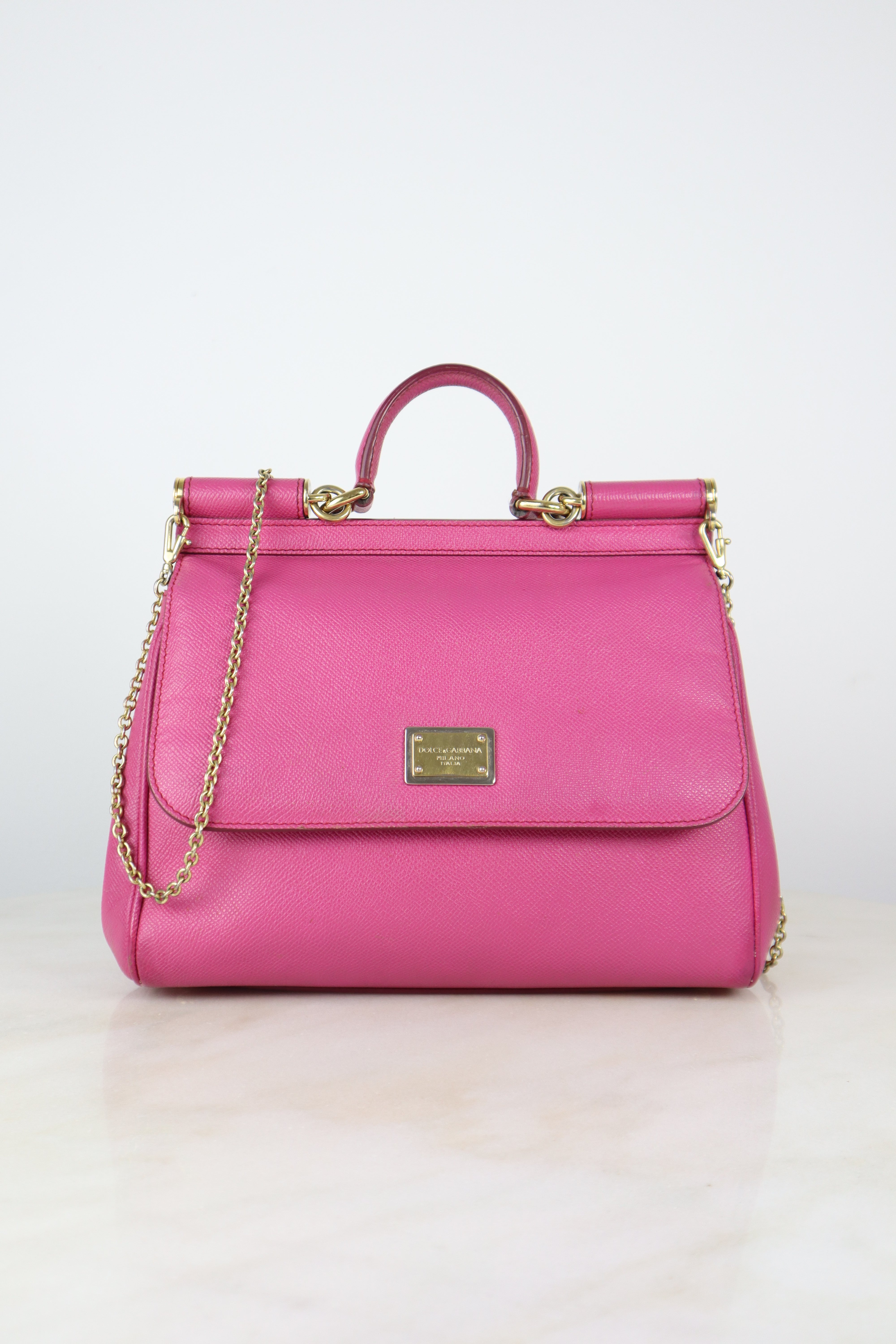 Dolce & Gabbana Hot Pink Medium Sicily Bag with Chain