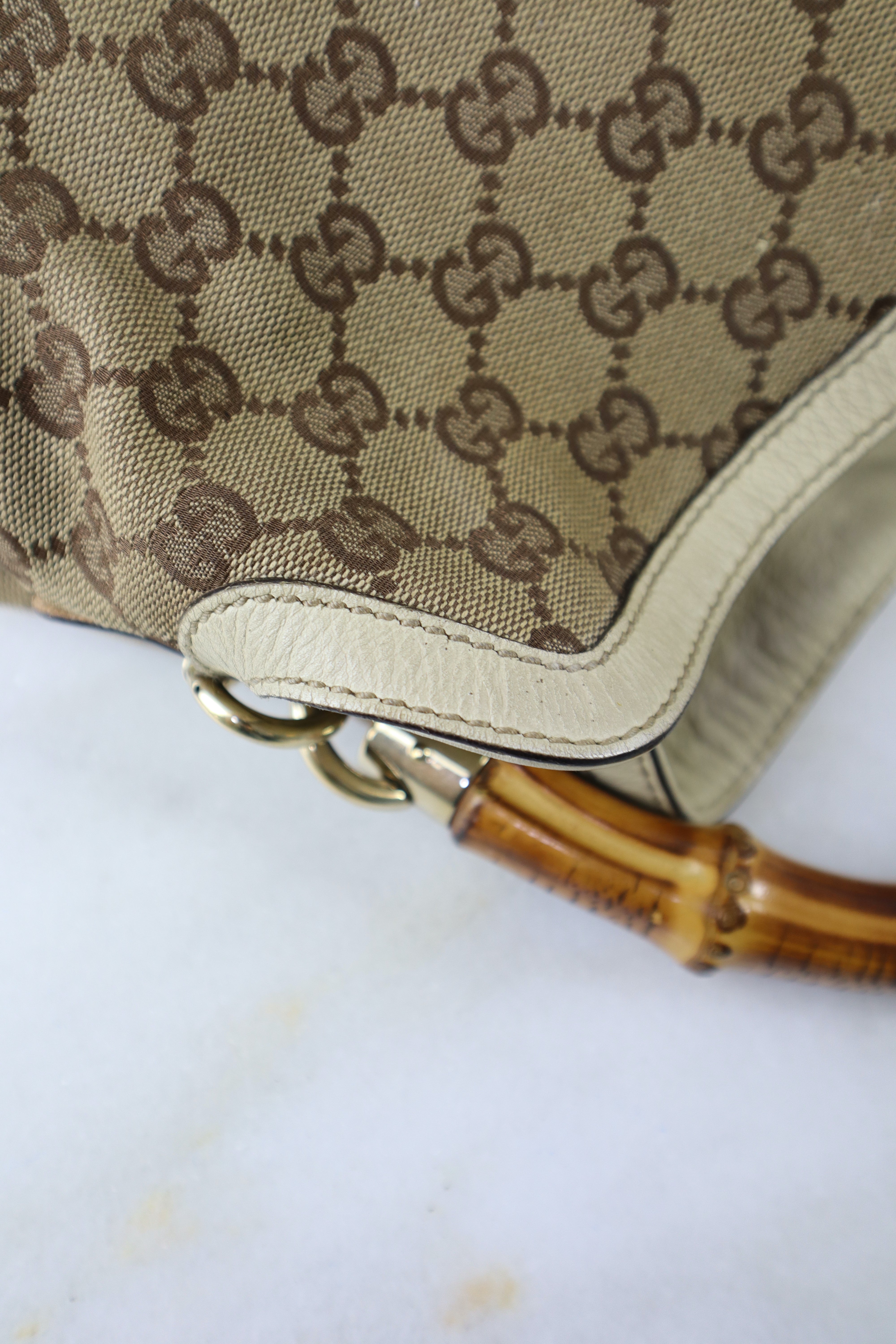 Gucci Bicolor GG Medium Peggy Bamboo Shoulder Bag