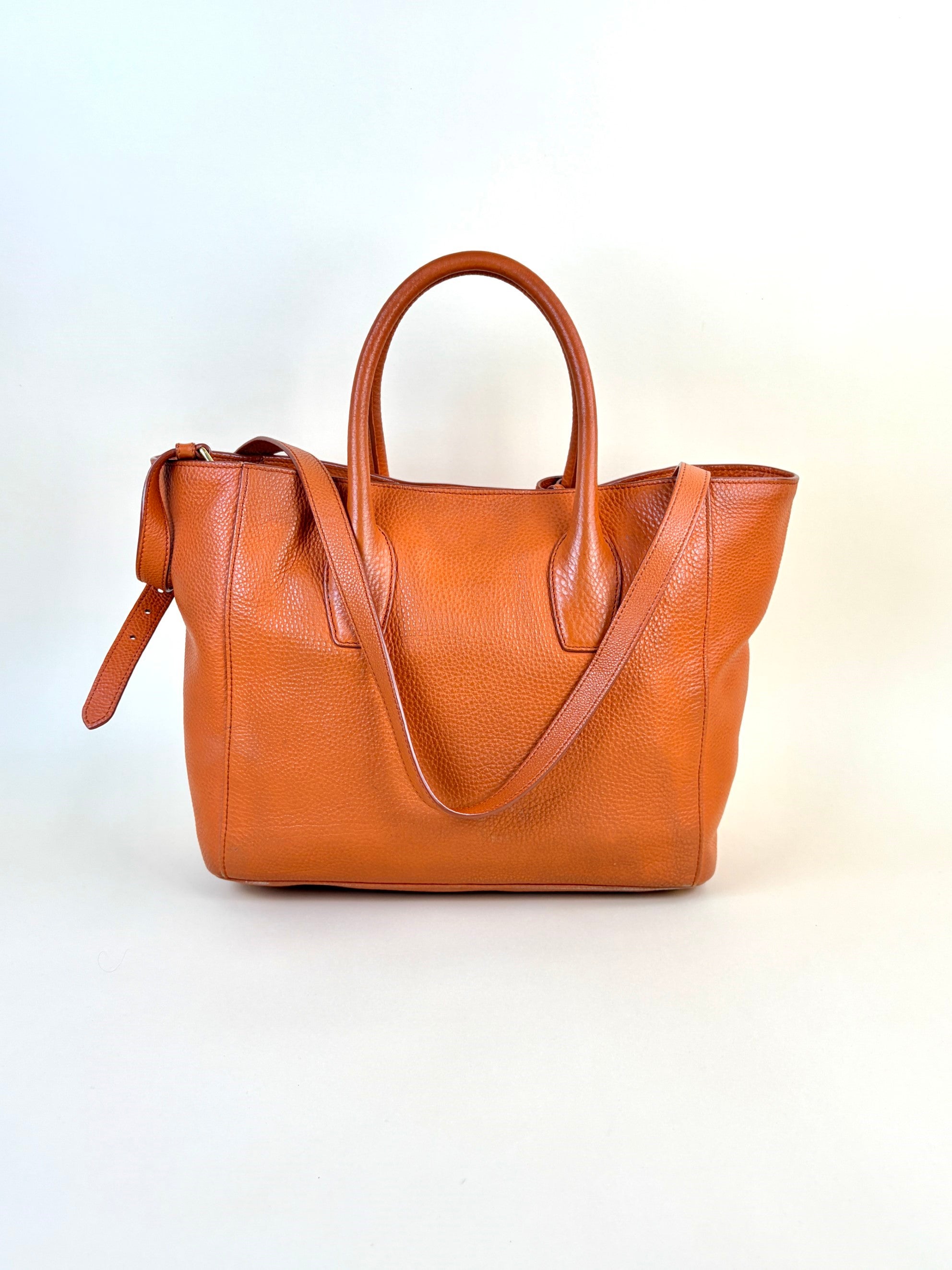 Prada Papaya Vitello Daino Shopping Tote Bag