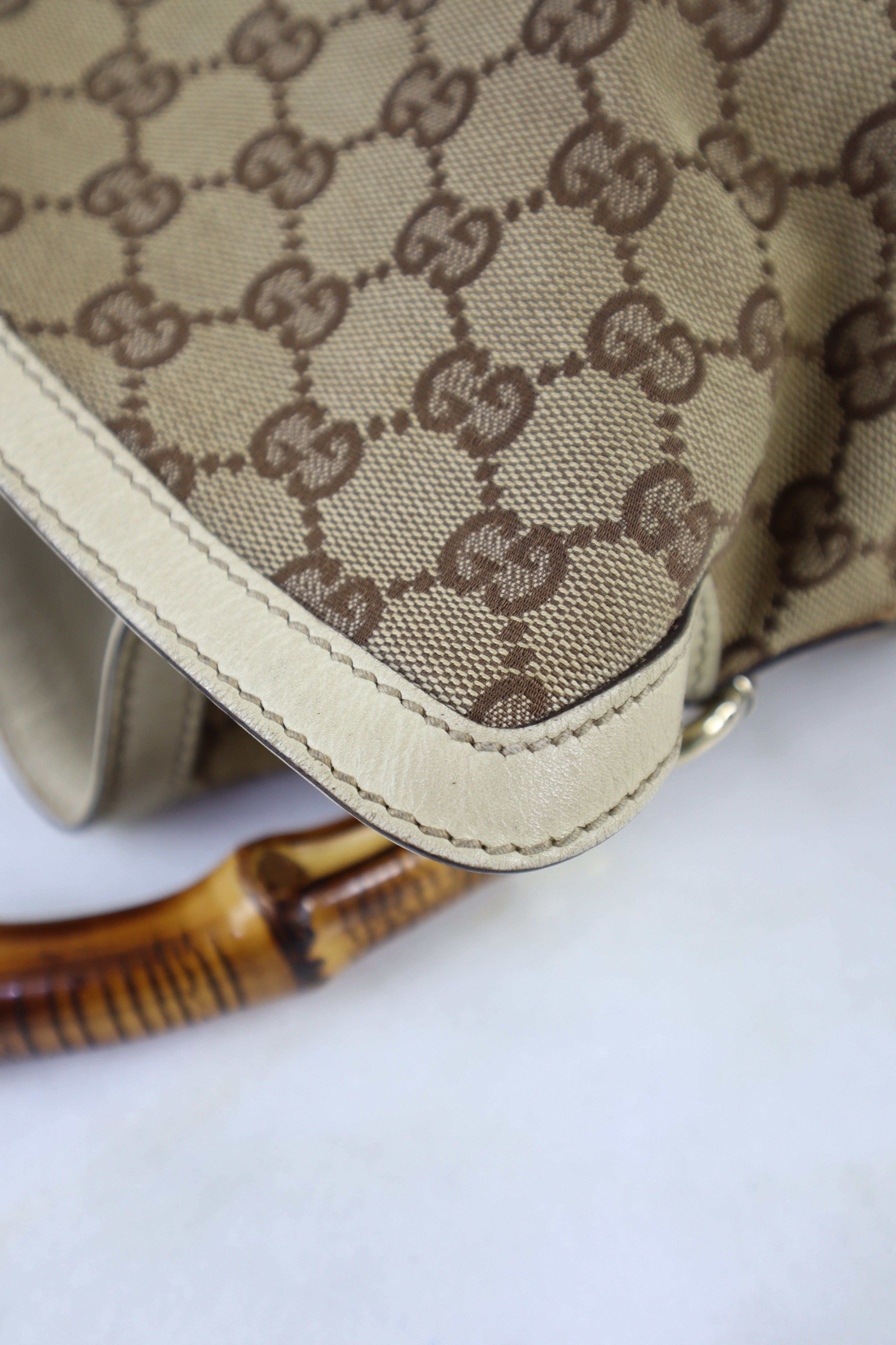 Gucci Bicolor GG Medium Peggy Bamboo Shoulder Bag