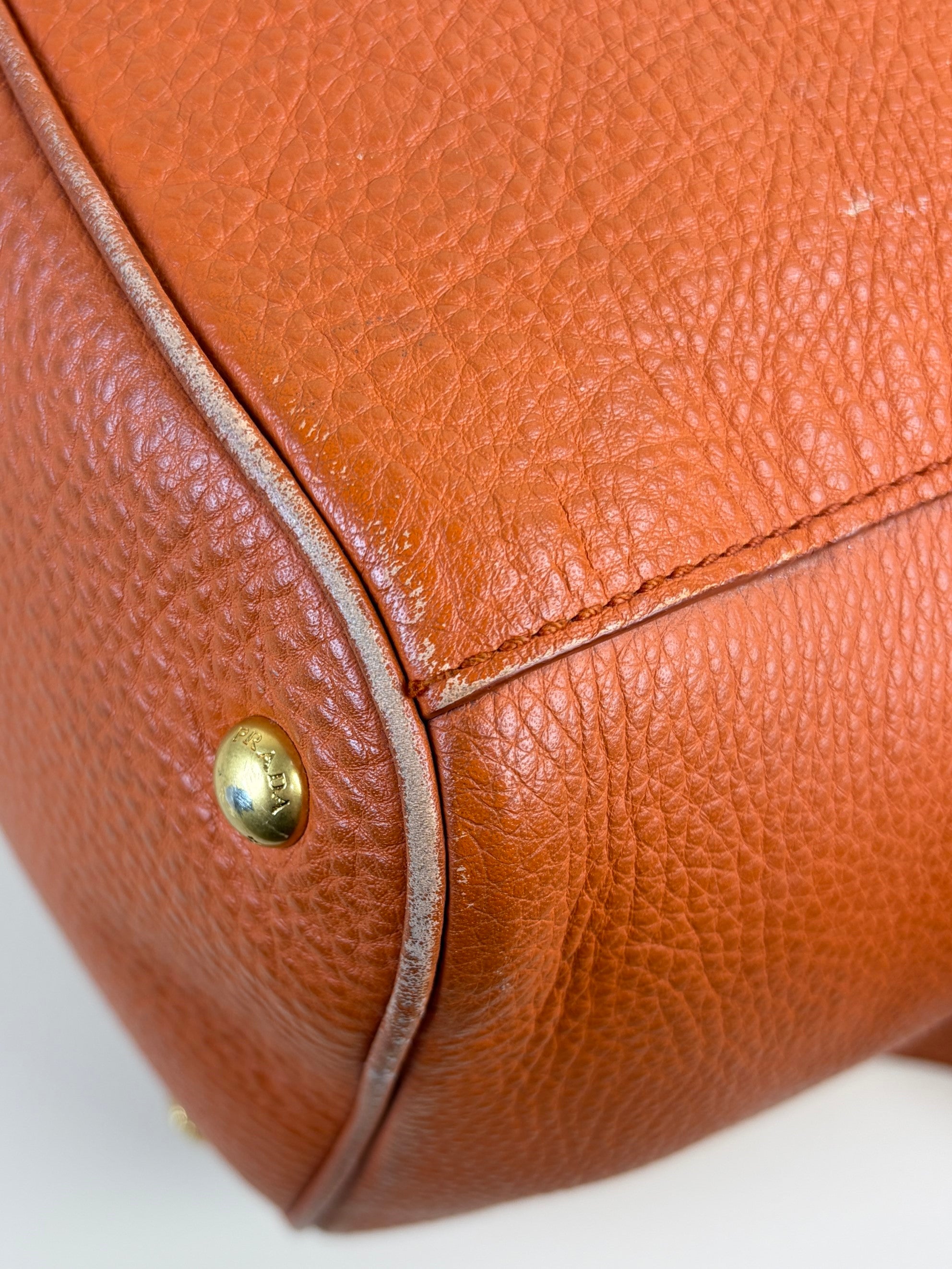 Prada Papaya Vitello Daino Shopping Tote Bag