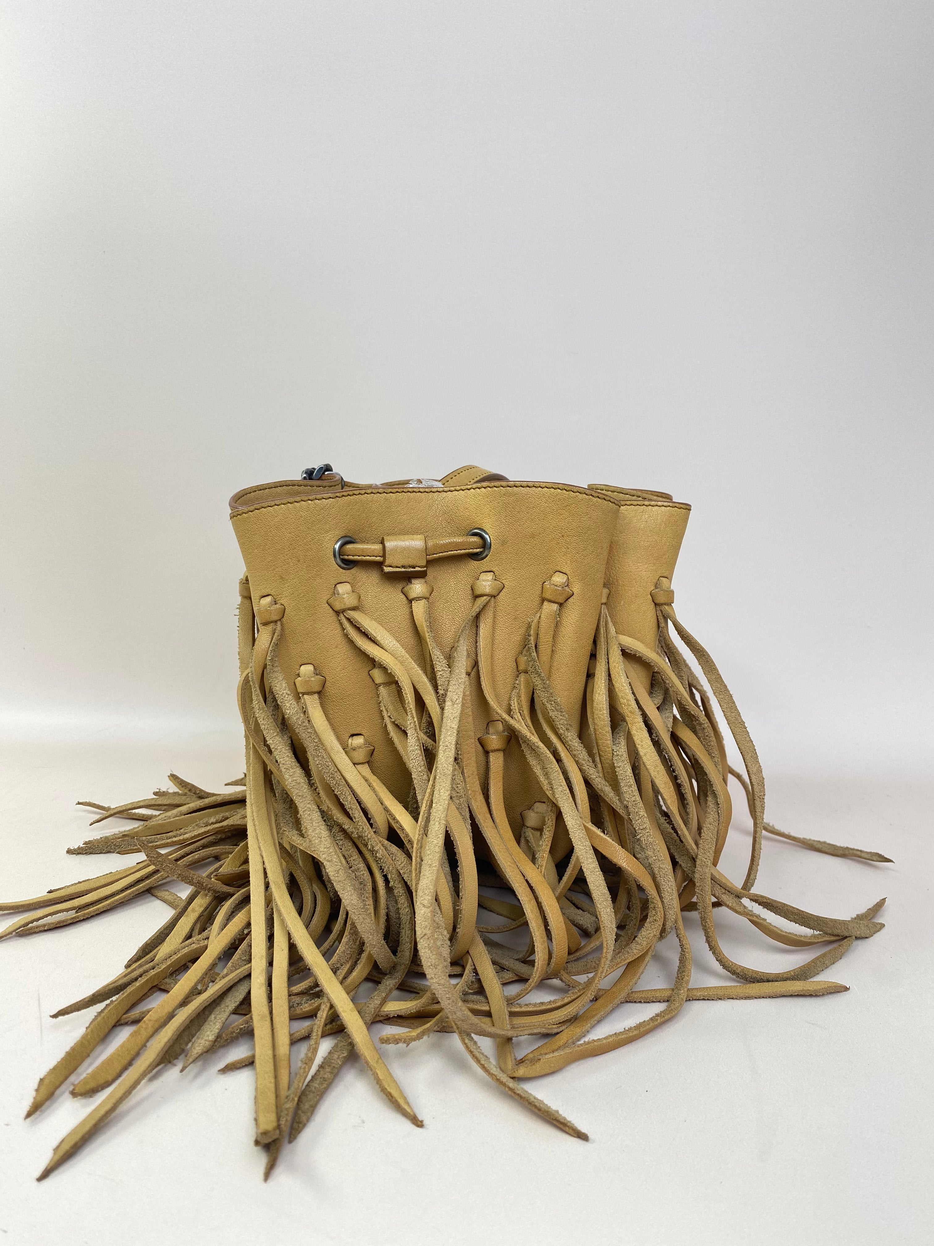 YSL Camel Monogram Mini Bourse Bucket Crossbody Bag