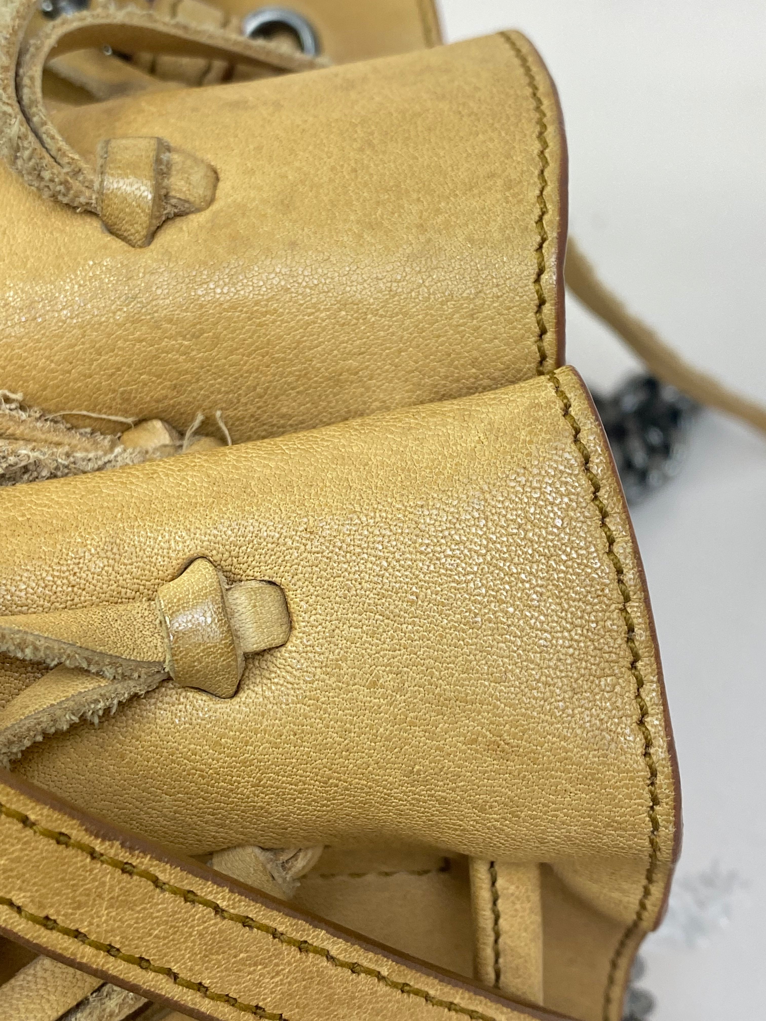 YSL Camel Monogram Mini Bourse Bucket Crossbody Bag