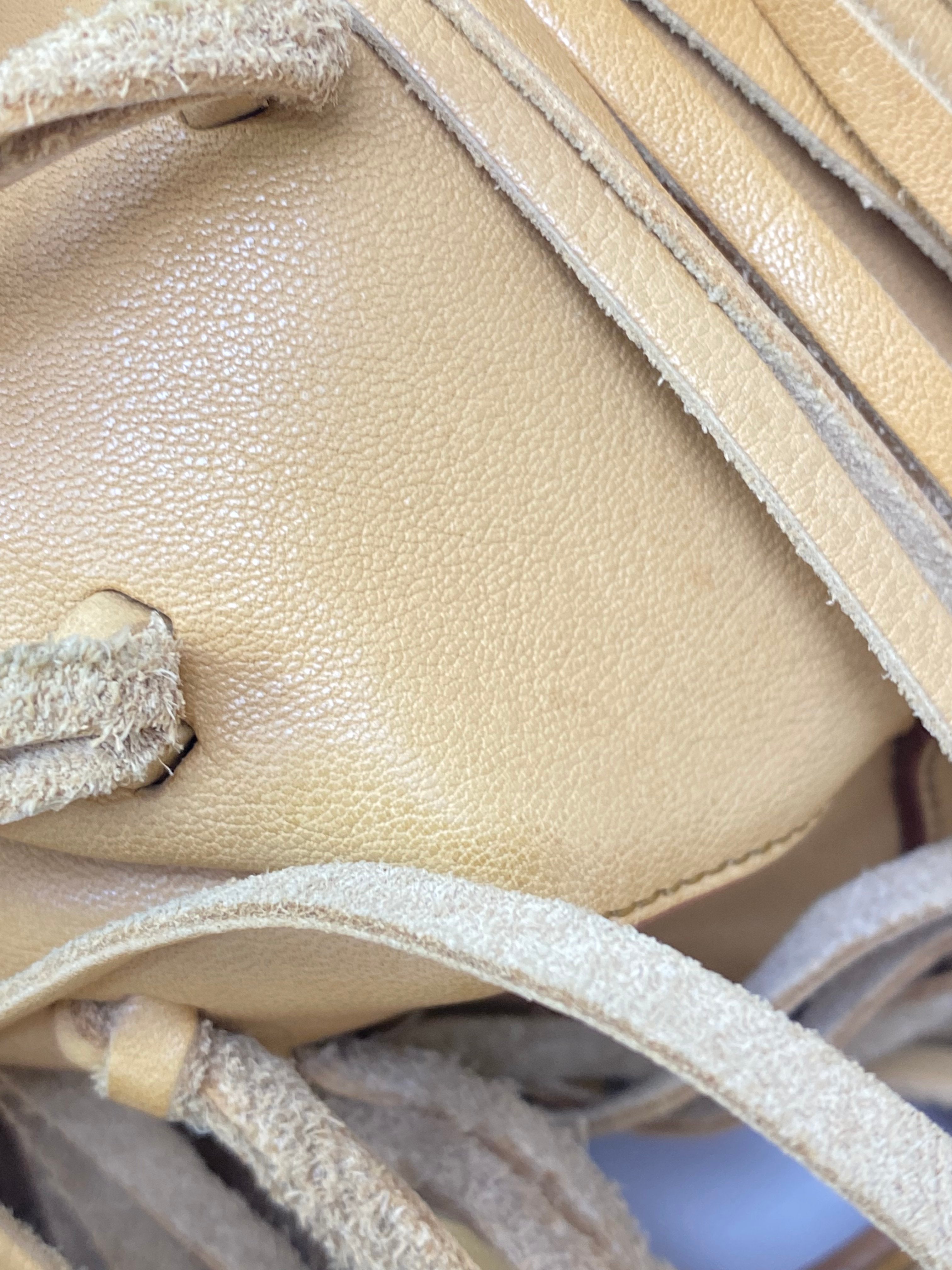 YSL Camel Monogram Mini Bourse Bucket Crossbody Bag
