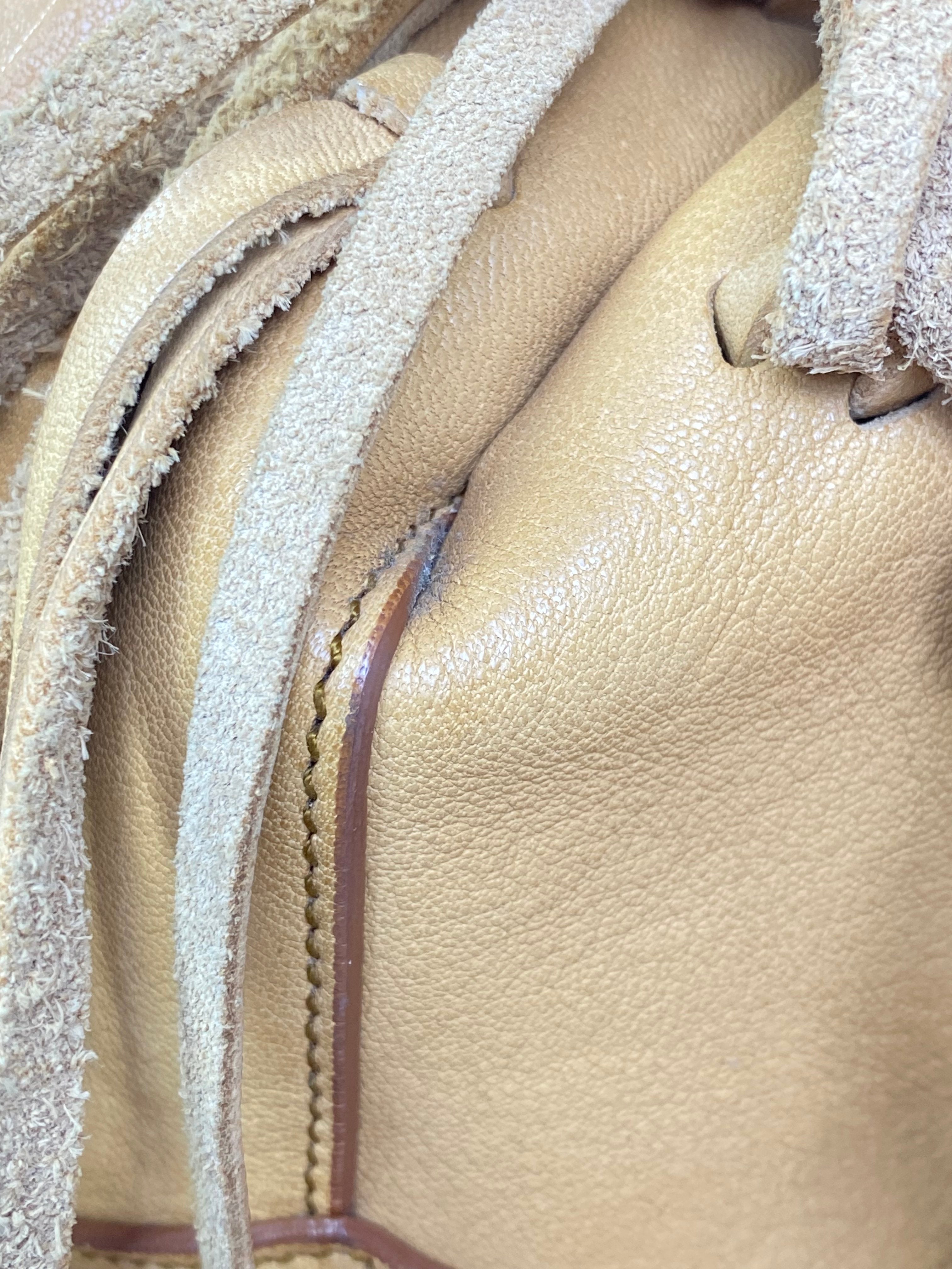 YSL Camel Monogram Mini Bourse Bucket Crossbody Bag