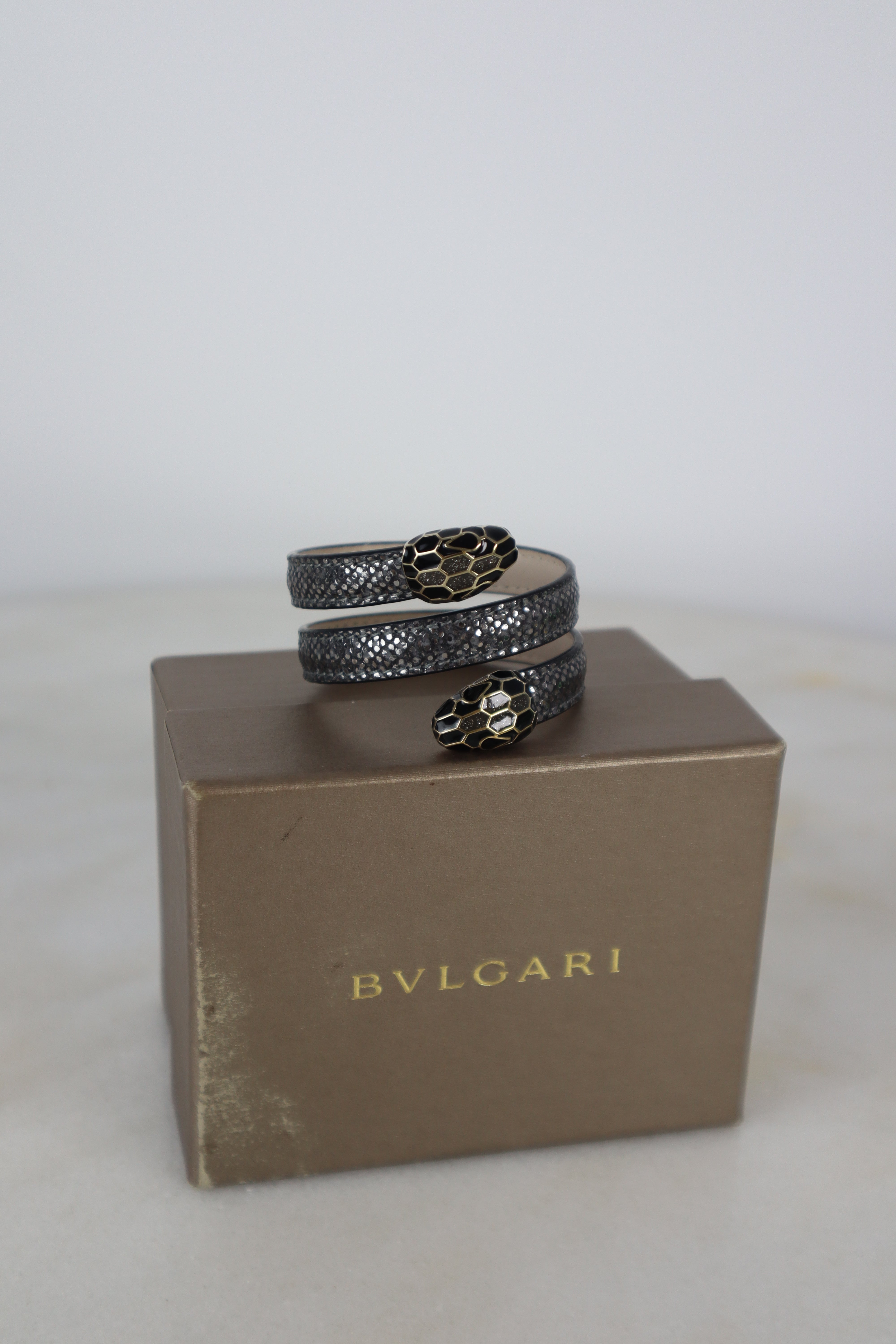 Bvlgari Silver Karung Serpenti Double Bracelet