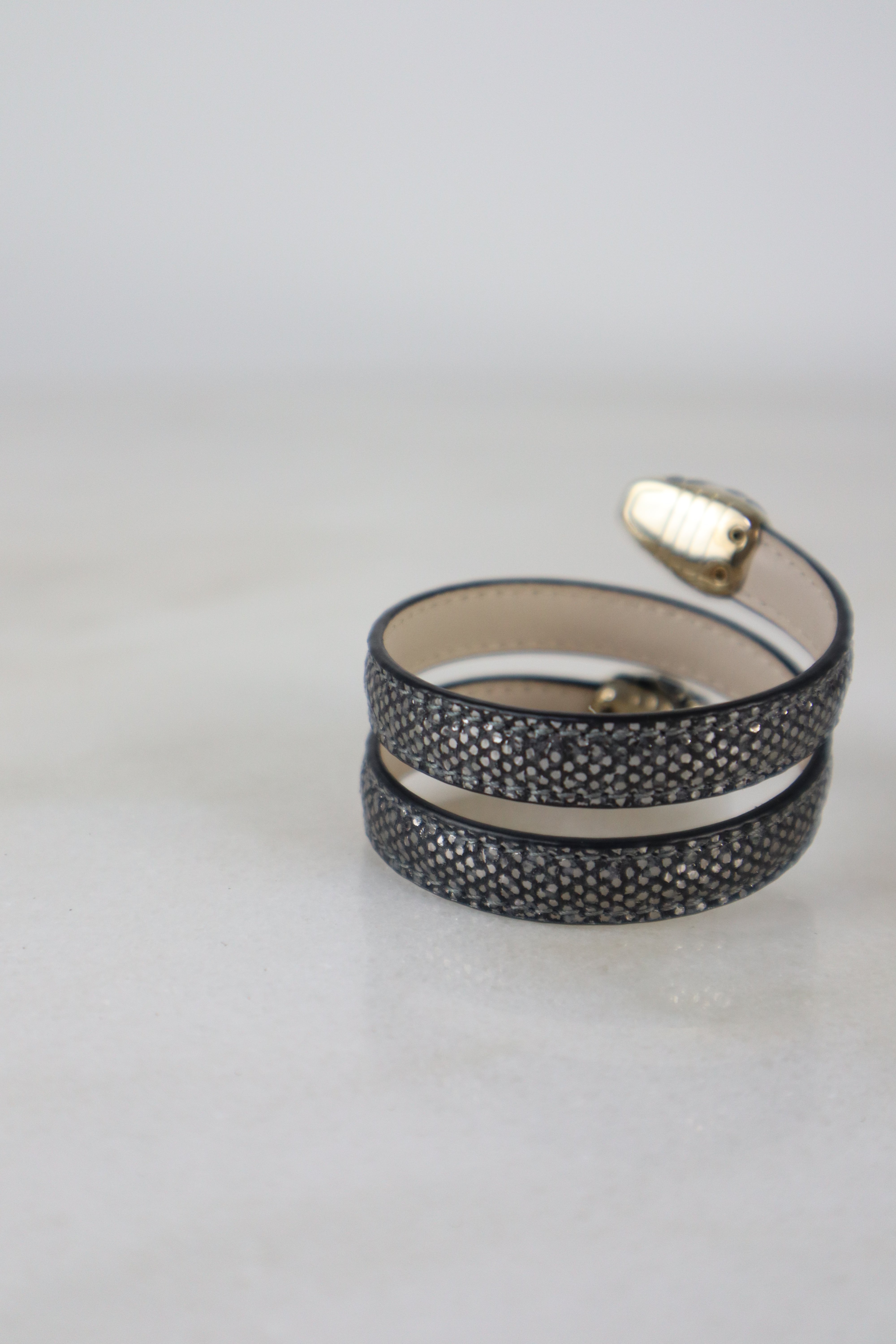 Bvlgari Silver Karung Serpenti Double Bracelet