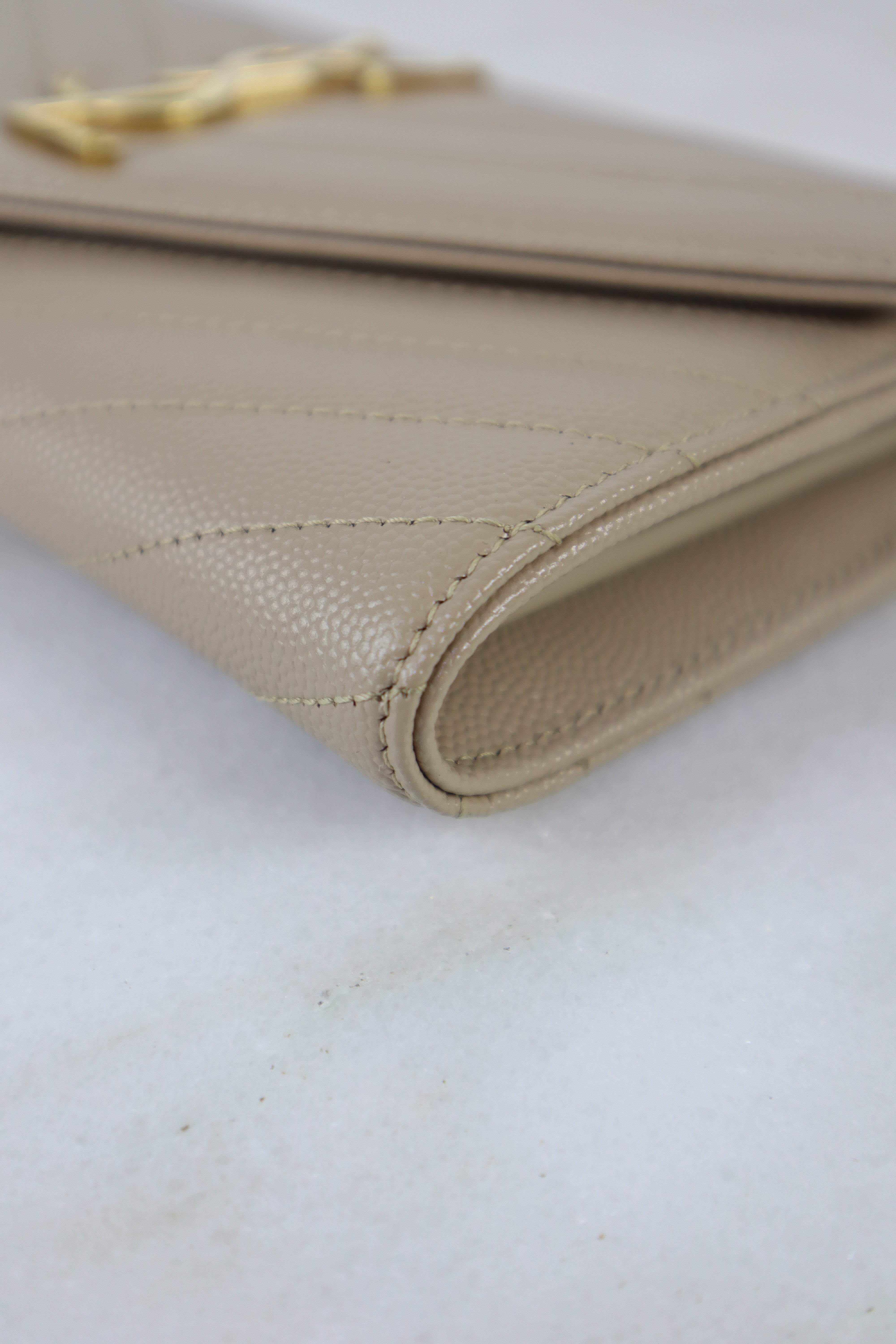 YSL Beige Cassandra Long Wallet