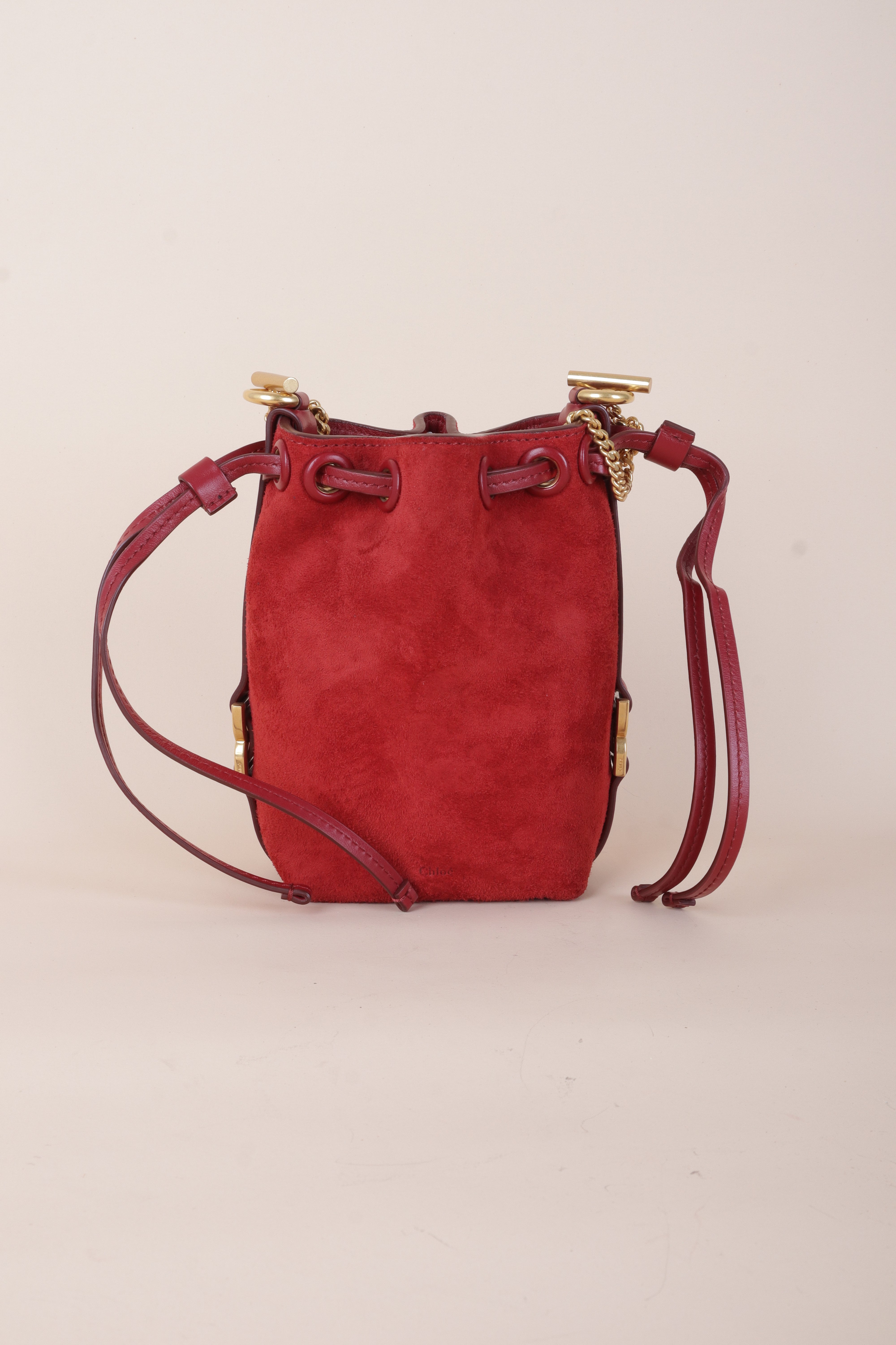 CHLOE suede bucket red leather