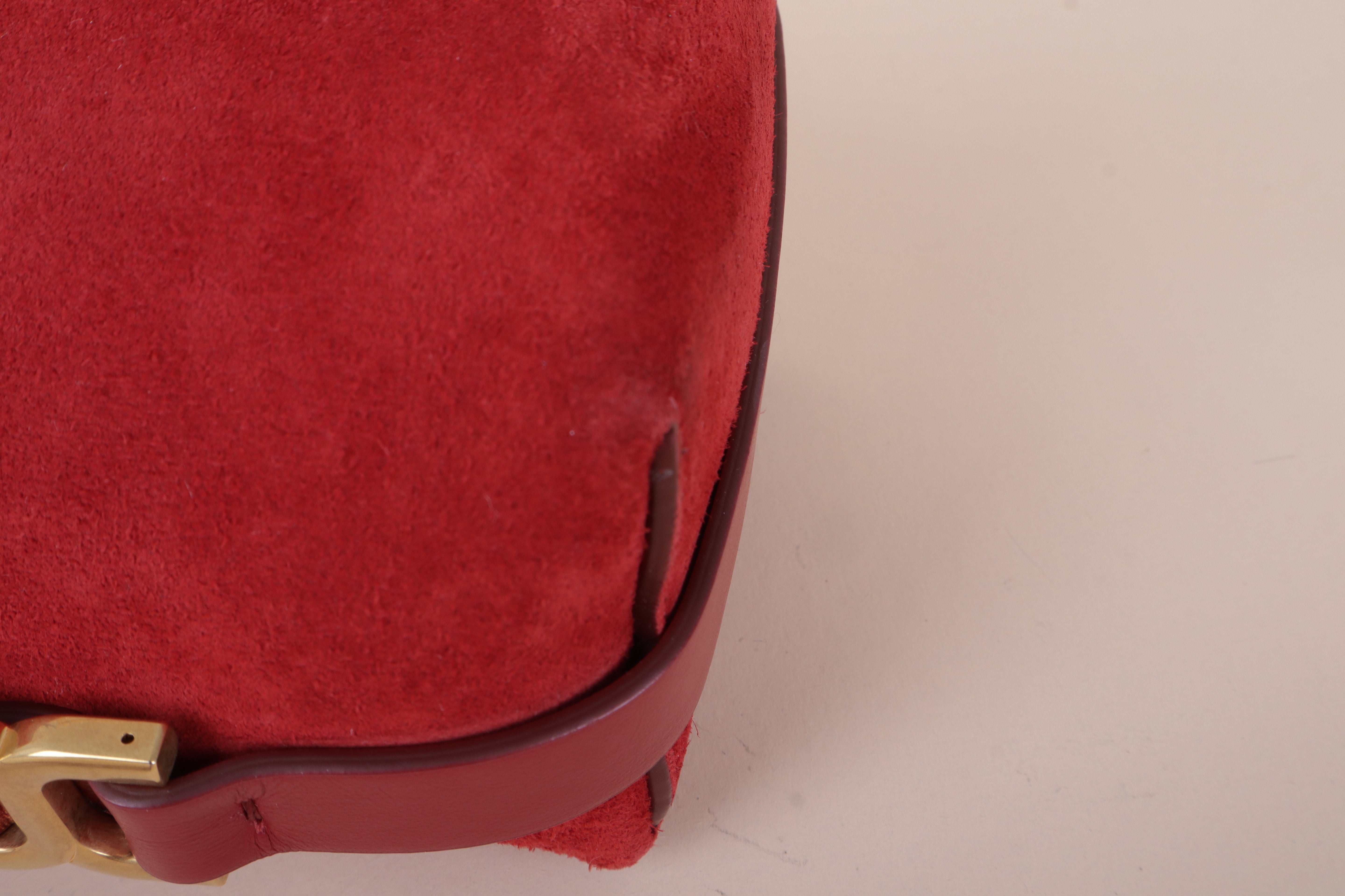CHLOE suede bucket red leather