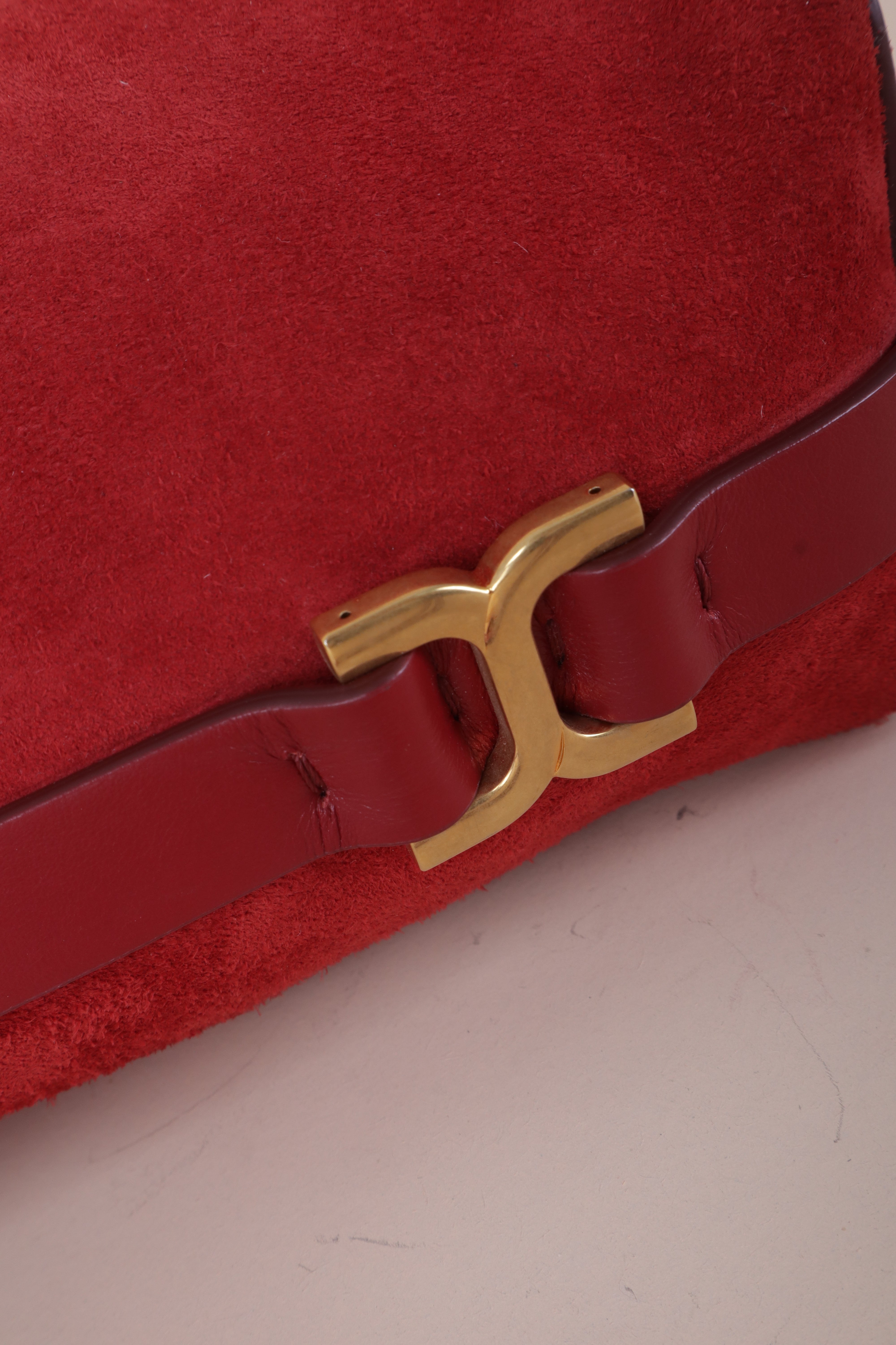 CHLOE suede bucket red leather