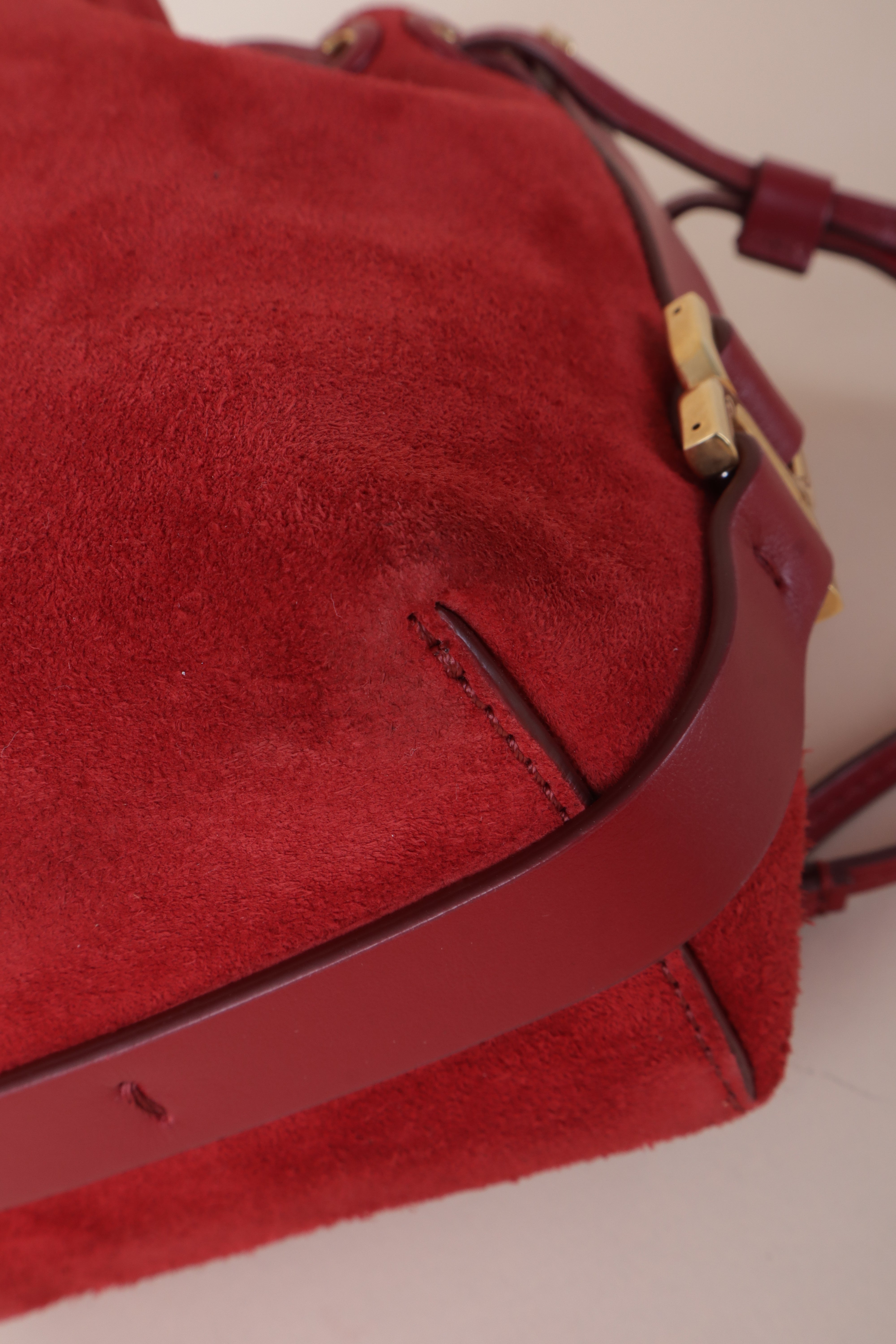 CHLOE suede bucket red leather