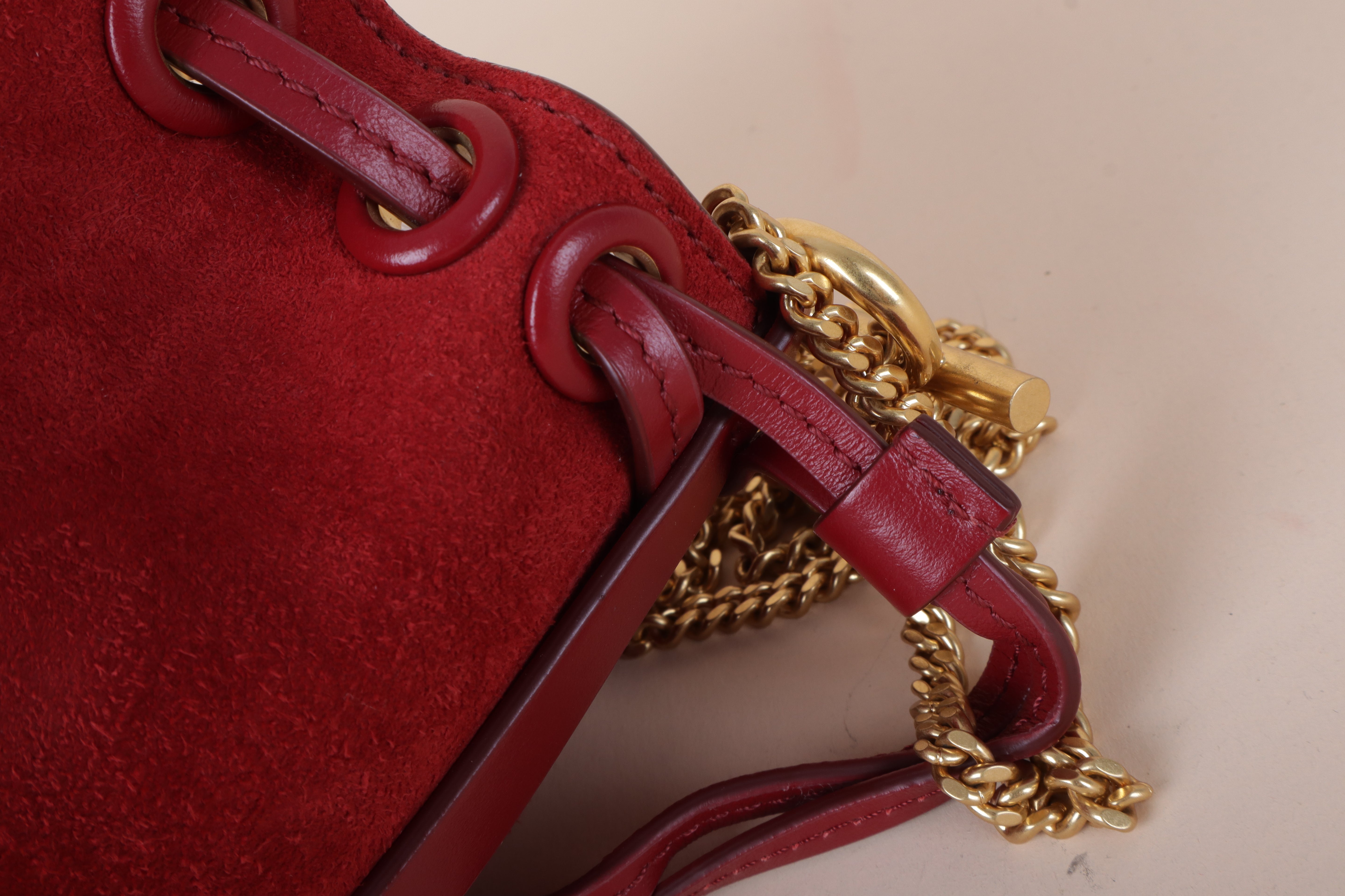 CHLOE suede bucket red leather