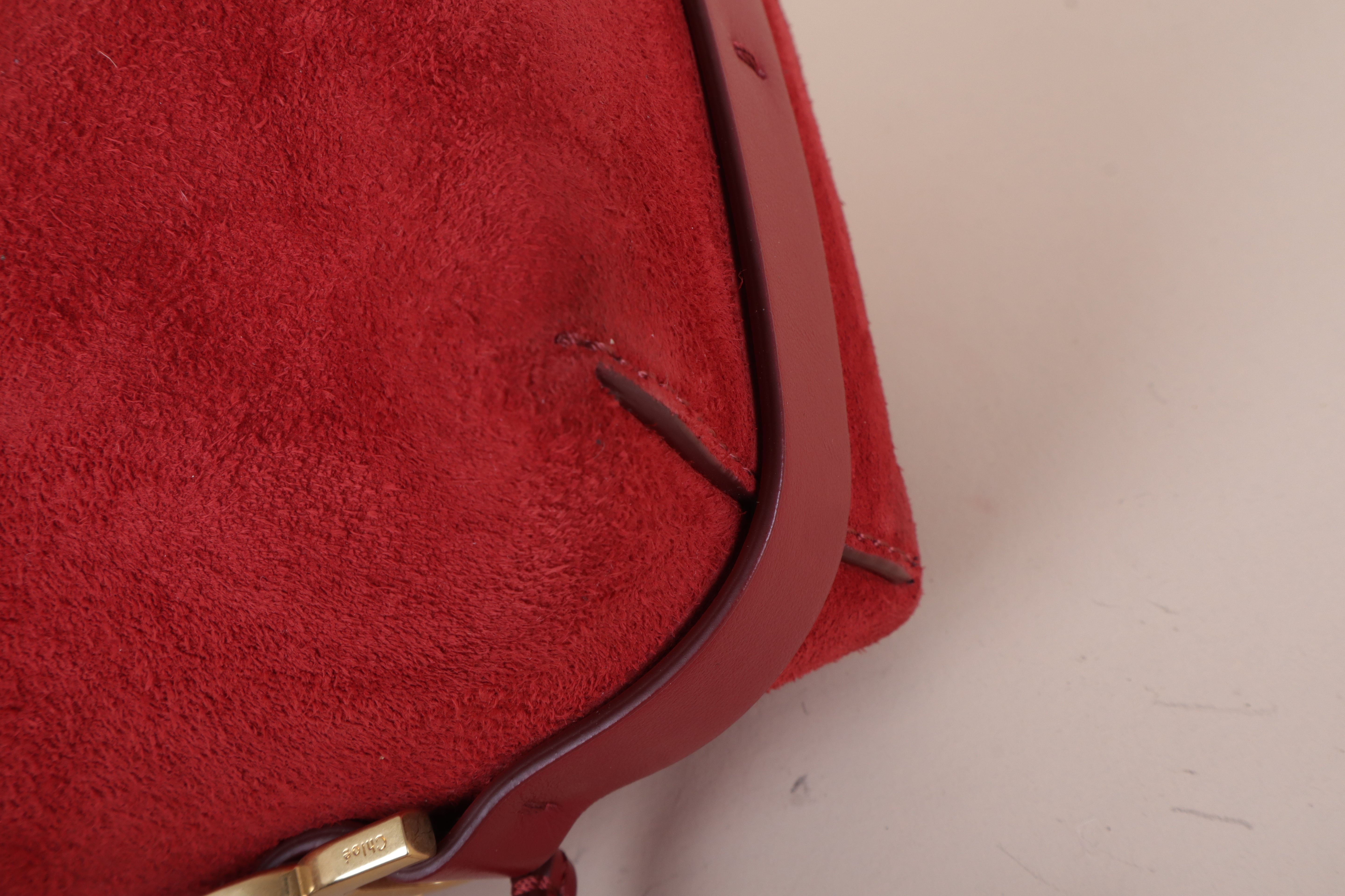 CHLOE suede bucket red leather