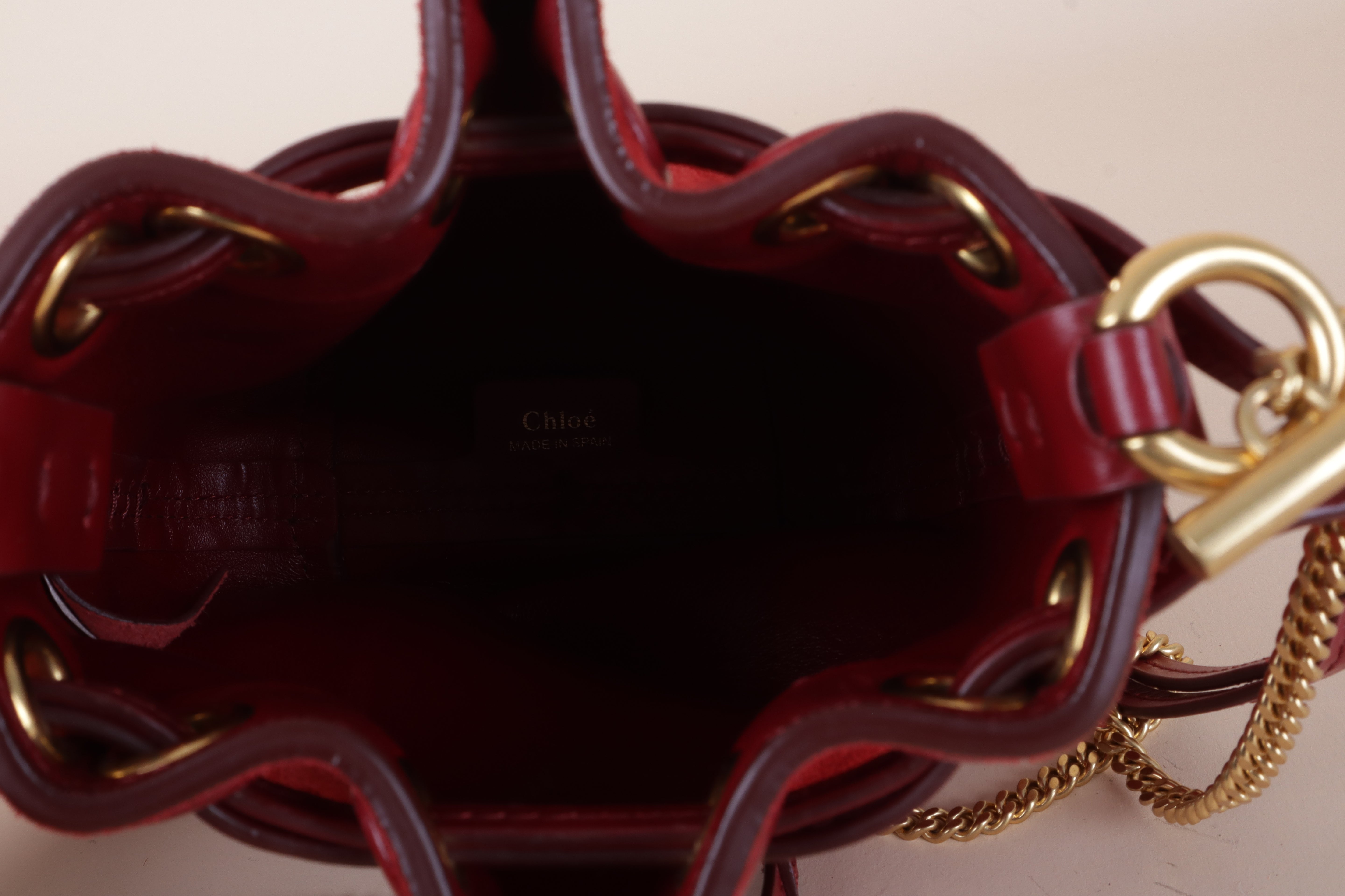 CHLOE suede bucket red leather